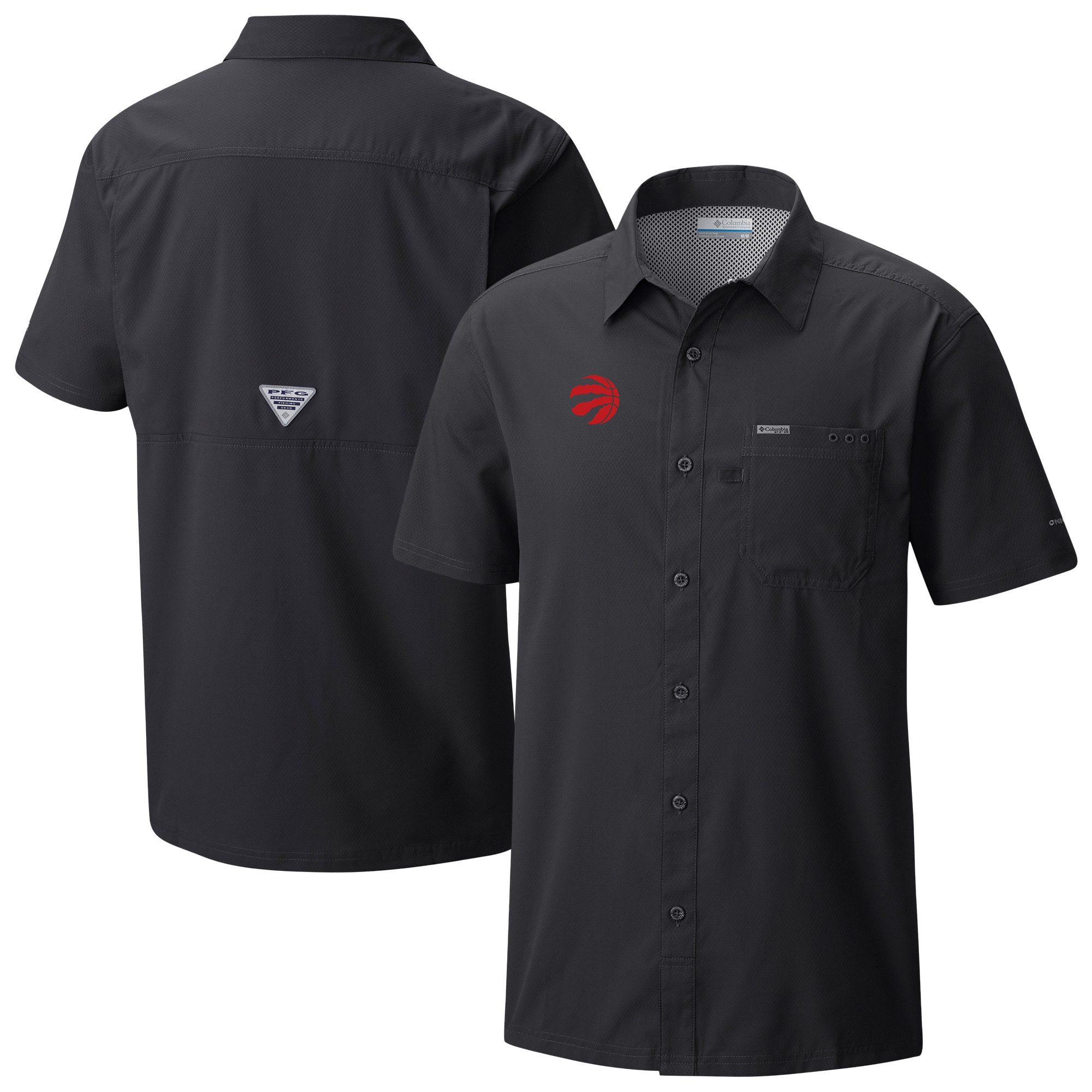 Men's Columbia Black Toronto Raptors Slack Tide Camp Button-Up Shirt
