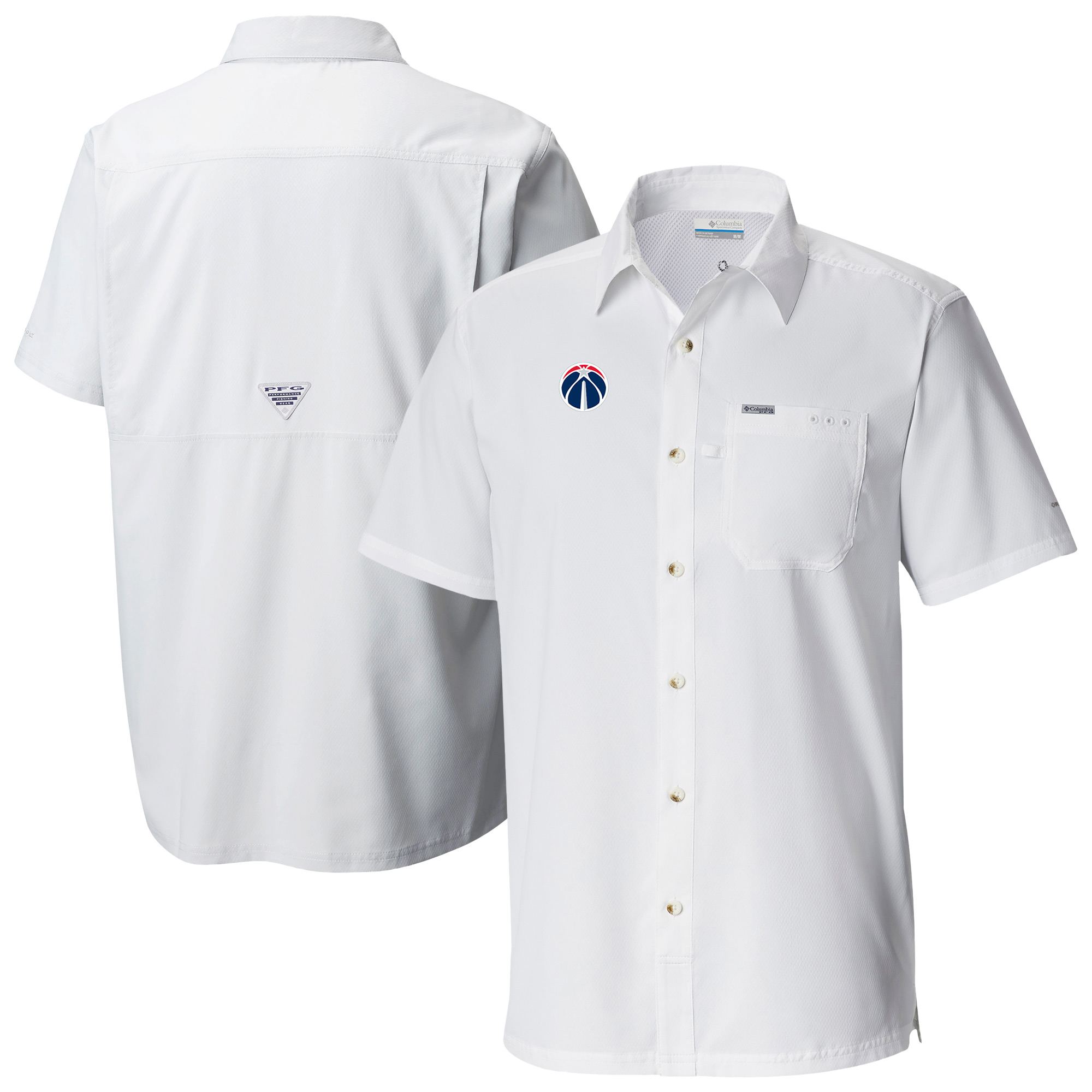 Men's Columbia White Washington Wizards Slack Tide Camp Button-Up Shirt