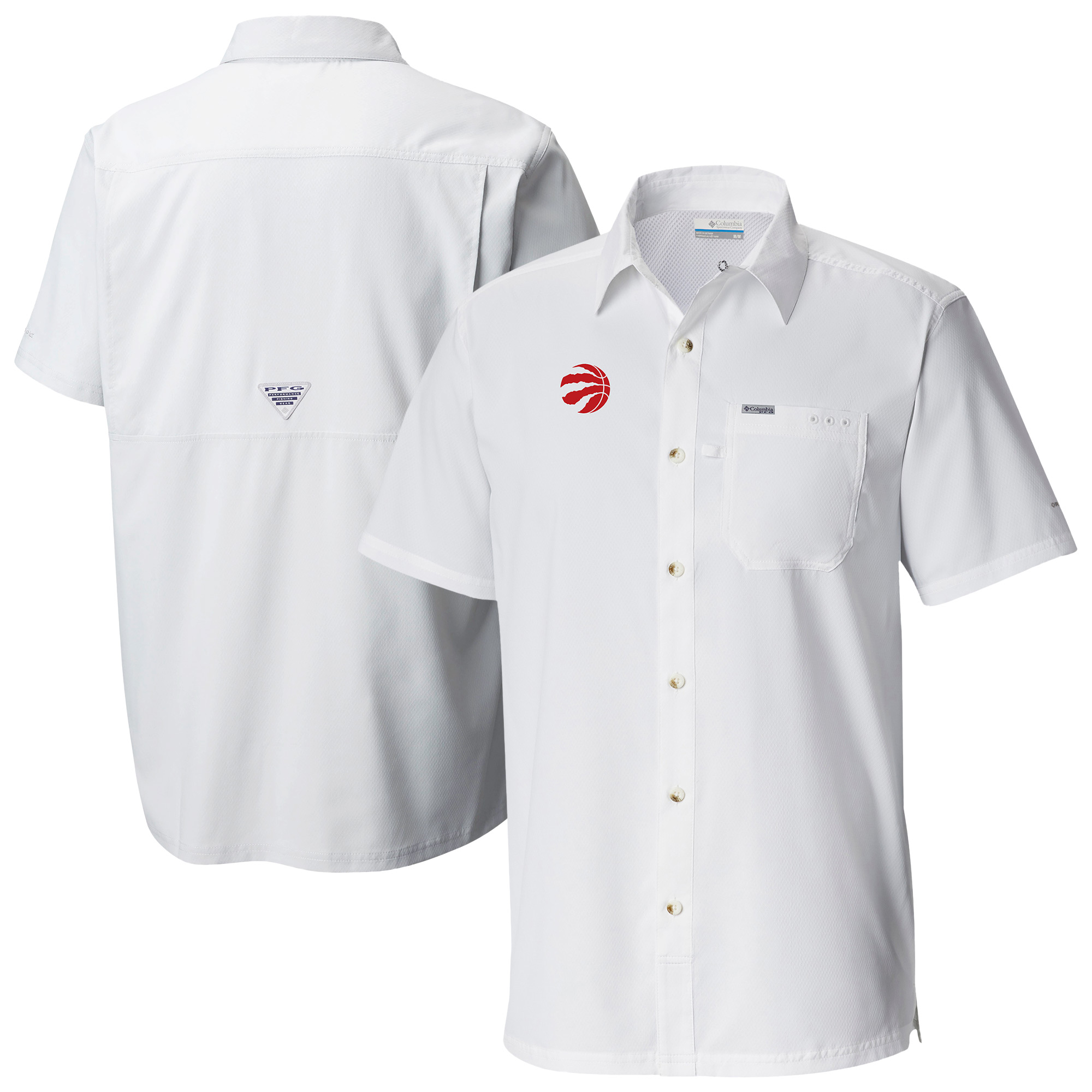 Men's Columbia White Toronto Raptors Slack Tide Camp Button-Up Shirt