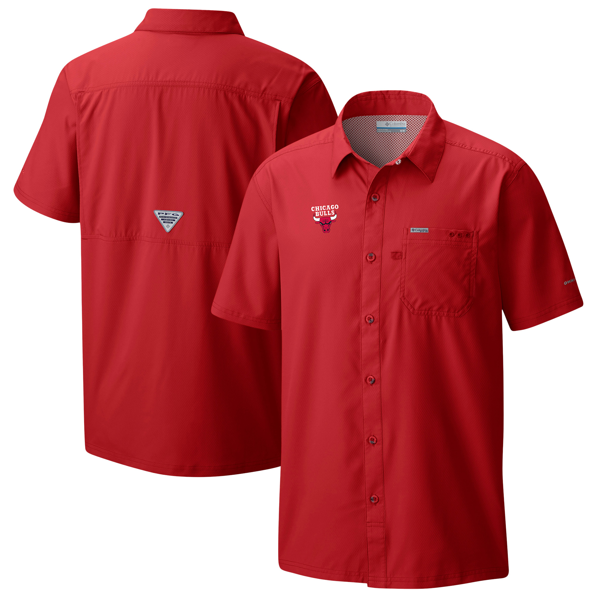 Men's Columbia Red Chicago Bulls Slack Tide Camp Button-Up Shirt