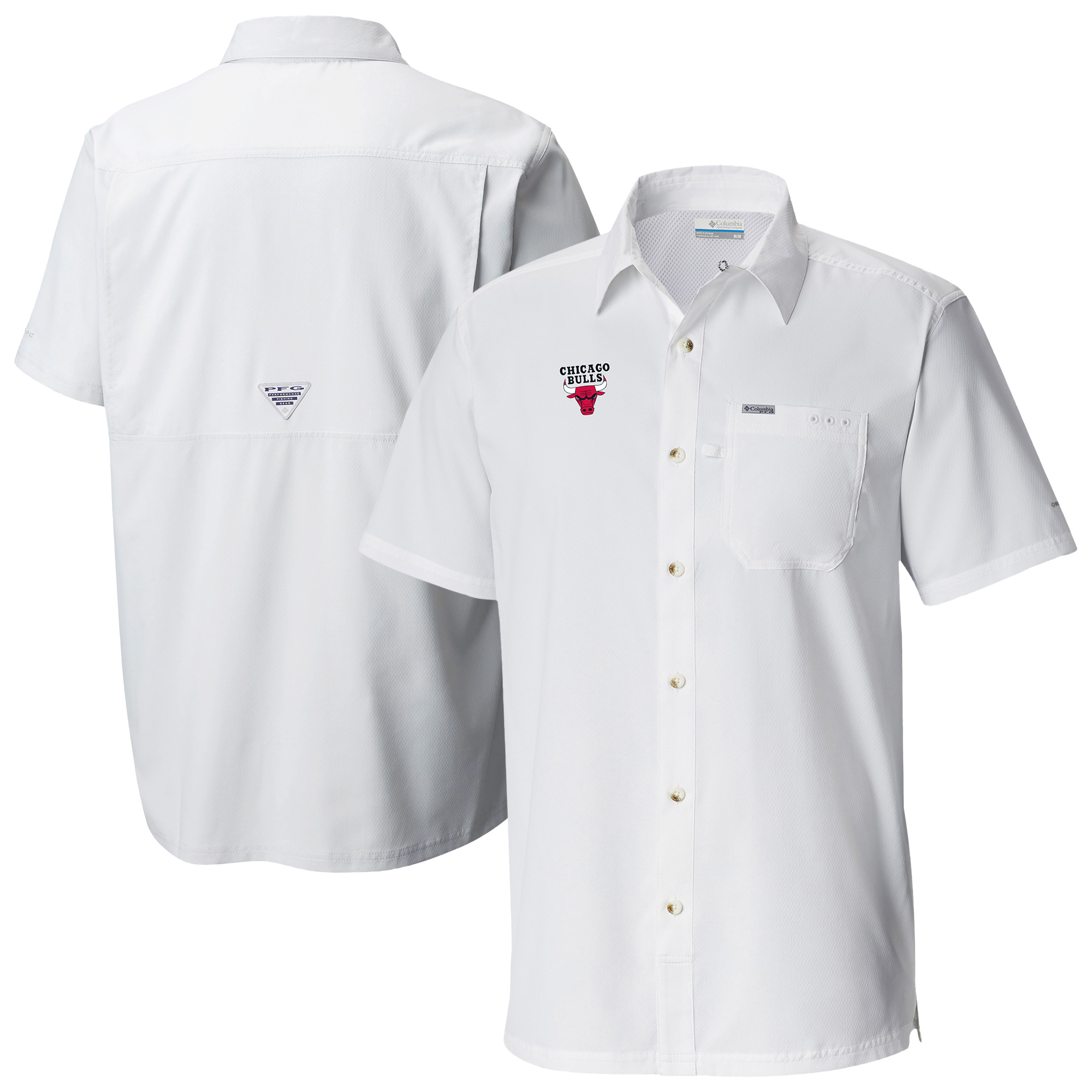 Men's Columbia White Chicago Bulls Slack Tide Camp Button-Up Shirt