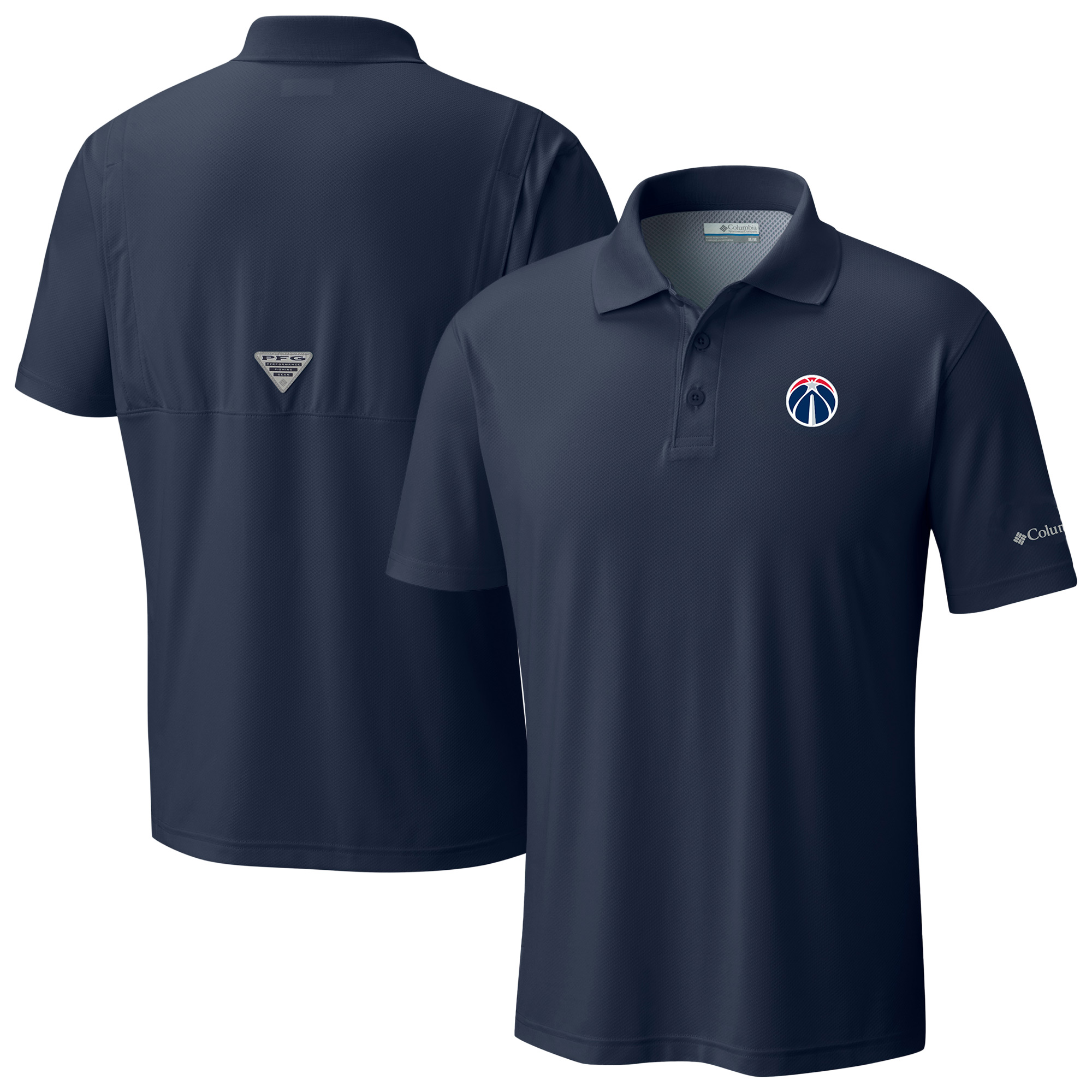 Men's Columbia Navy Washington Wizards Low Drag Offshore Polo