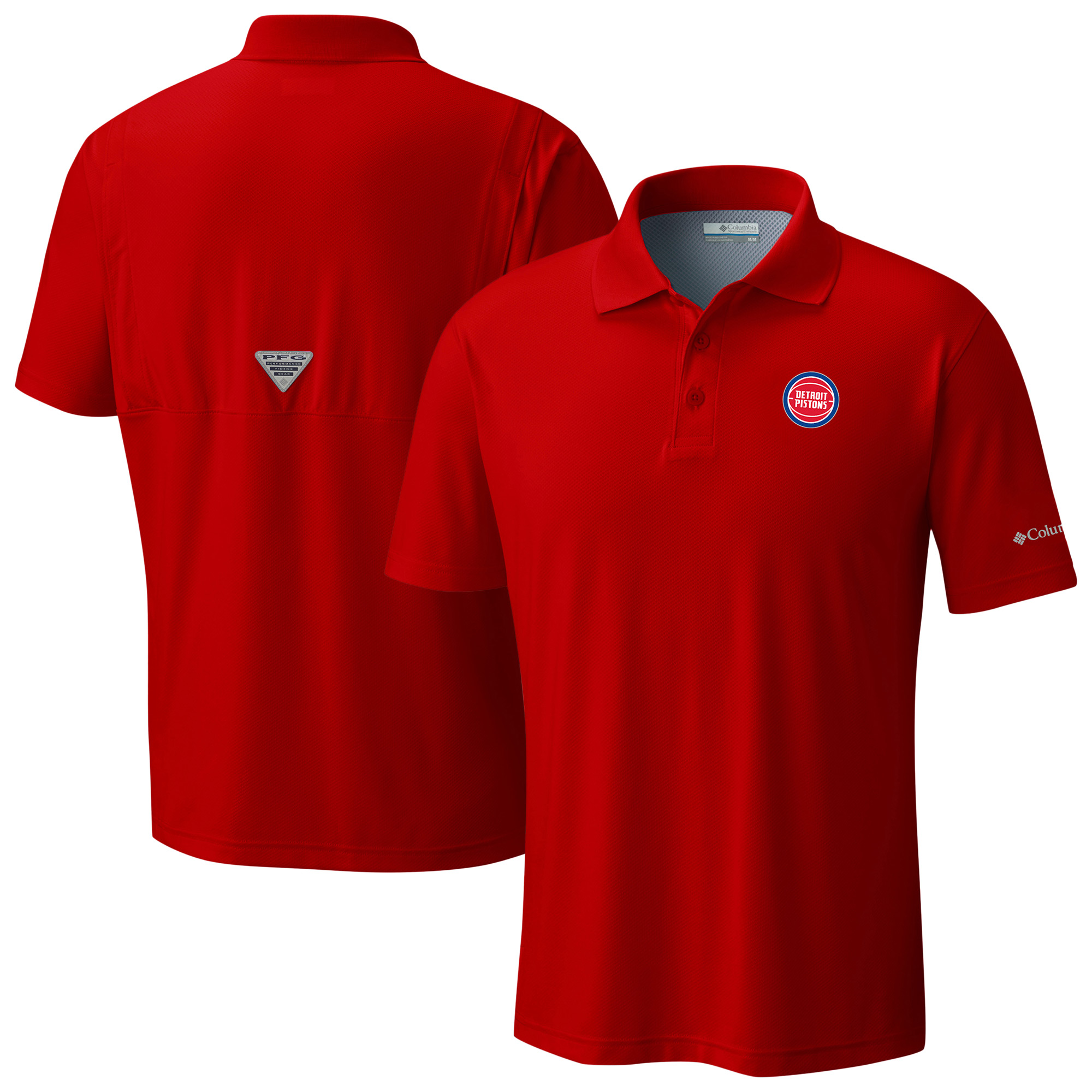Men's Columbia Red Detroit Pistons Low Drag Offshore Polo