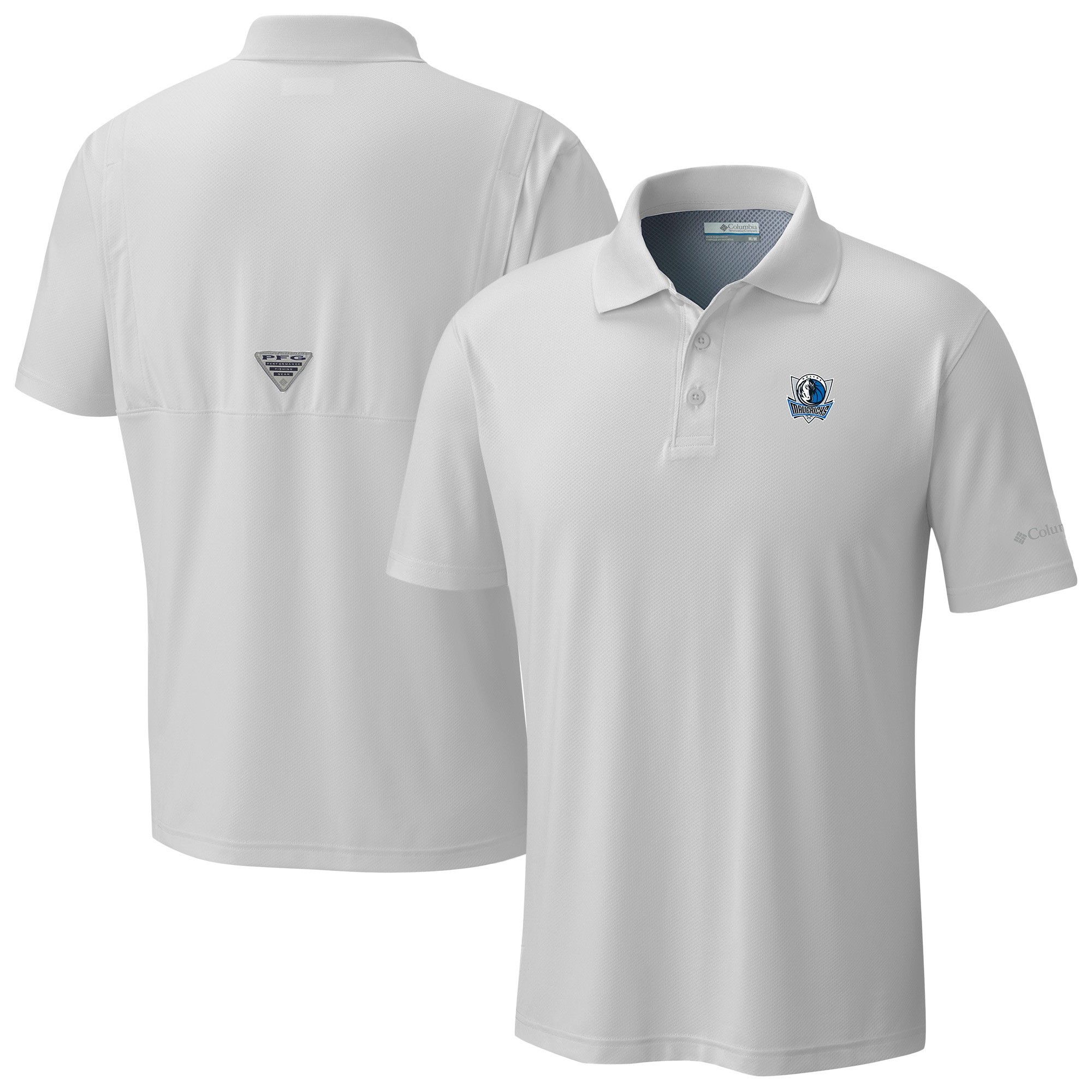 Men's Columbia White Dallas Mavericks Low Drag Offshore Polo