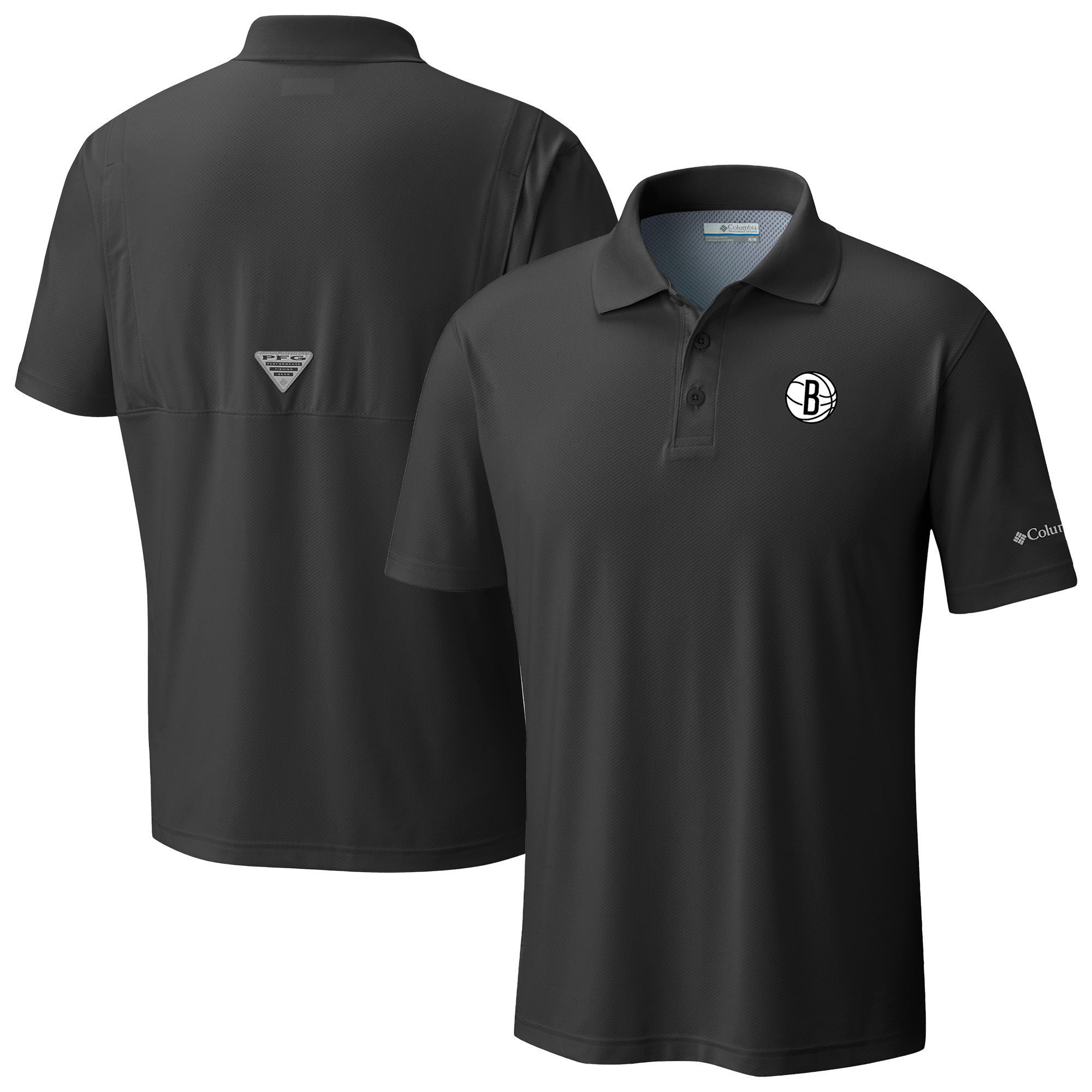 Men’s Columbia Black Brooklyn Nets Low Drag Offshore Polo Men’s Columbia Black Brooklyn Nets Low Drag Offshore Polo
