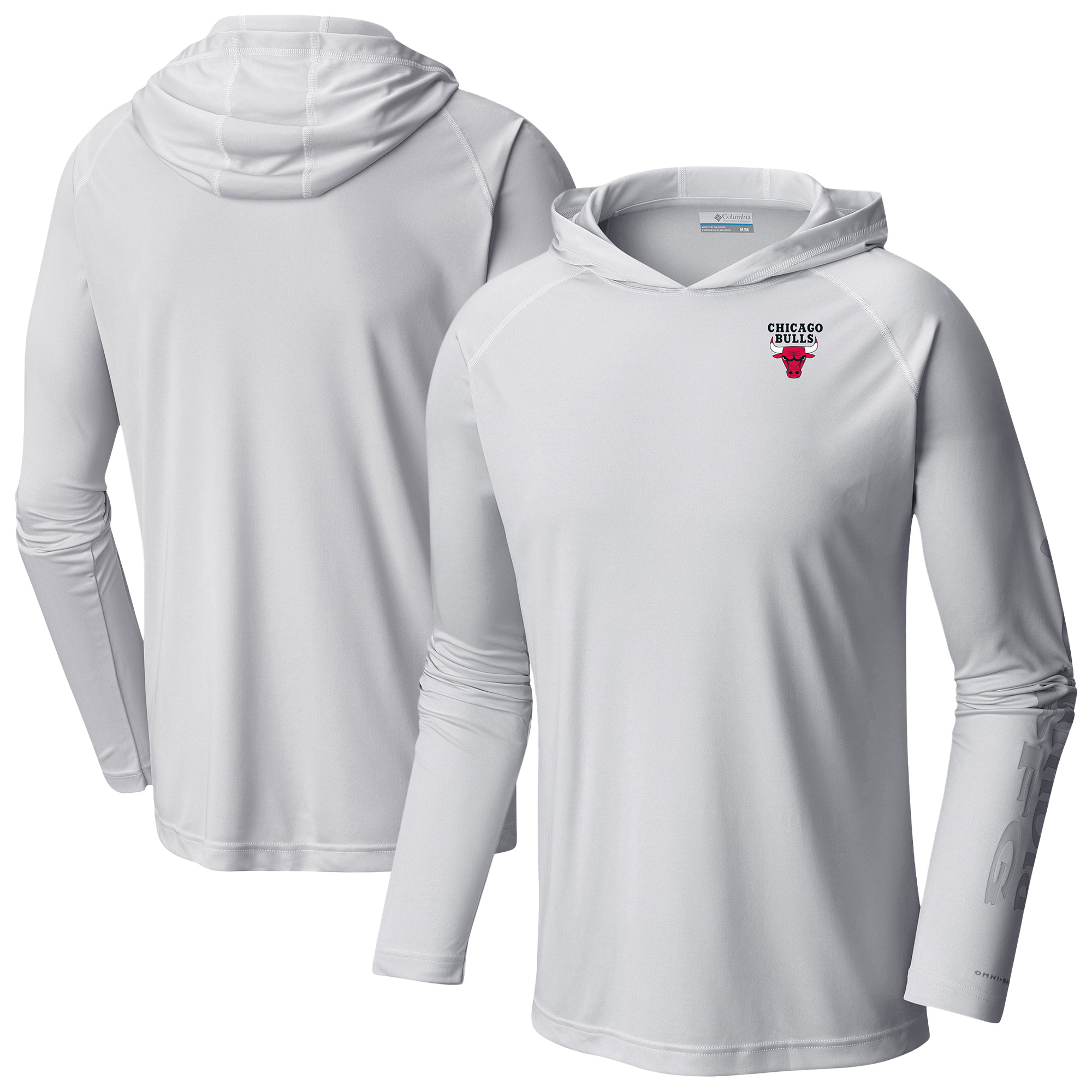 Men's Columbia White Chicago Bulls Terminal Tackle Long Sleeve Hoodie T-Shirt
