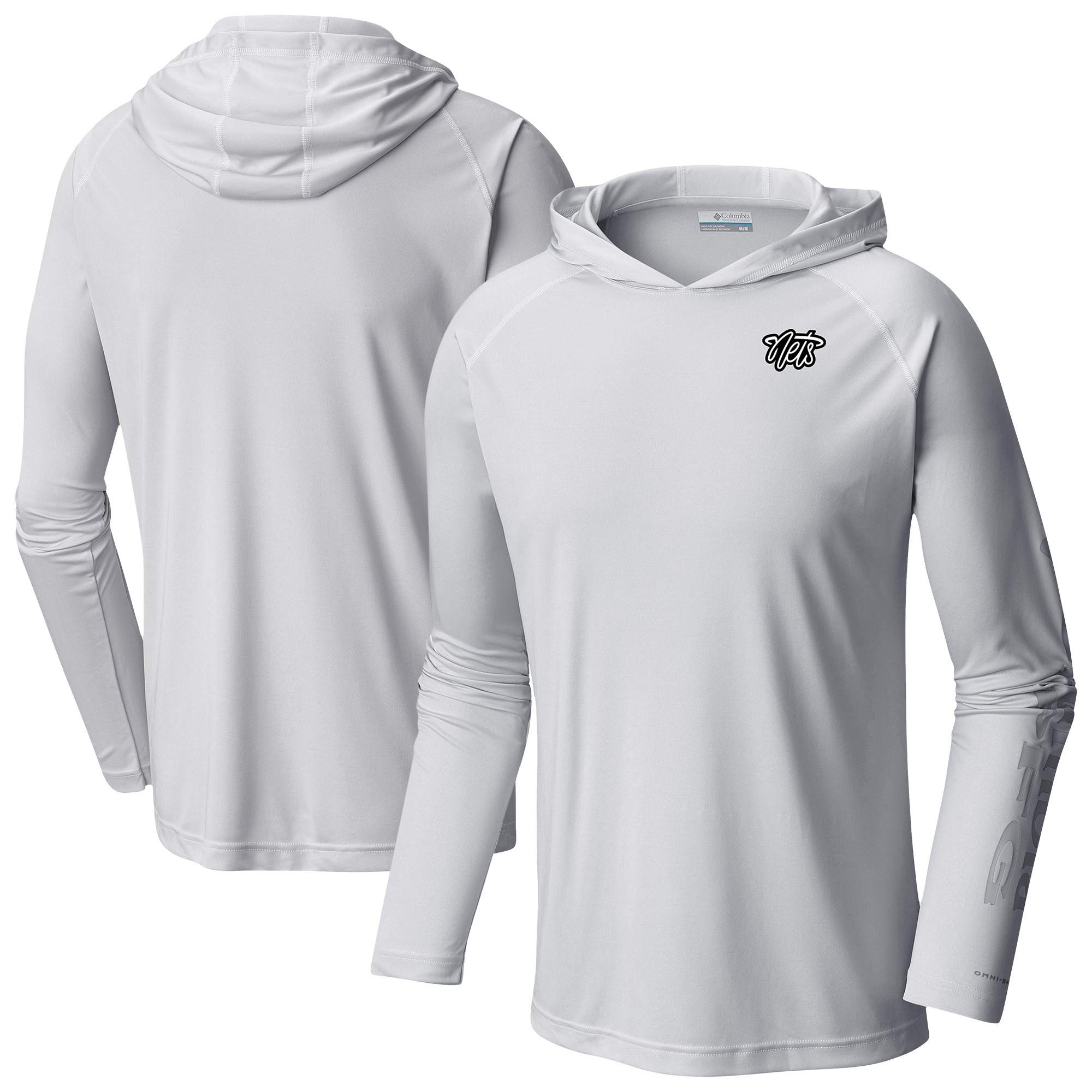 Men's Columbia White Brooklyn Nets Terminal Tackle Long Sleeve Hoodie T-Shirt