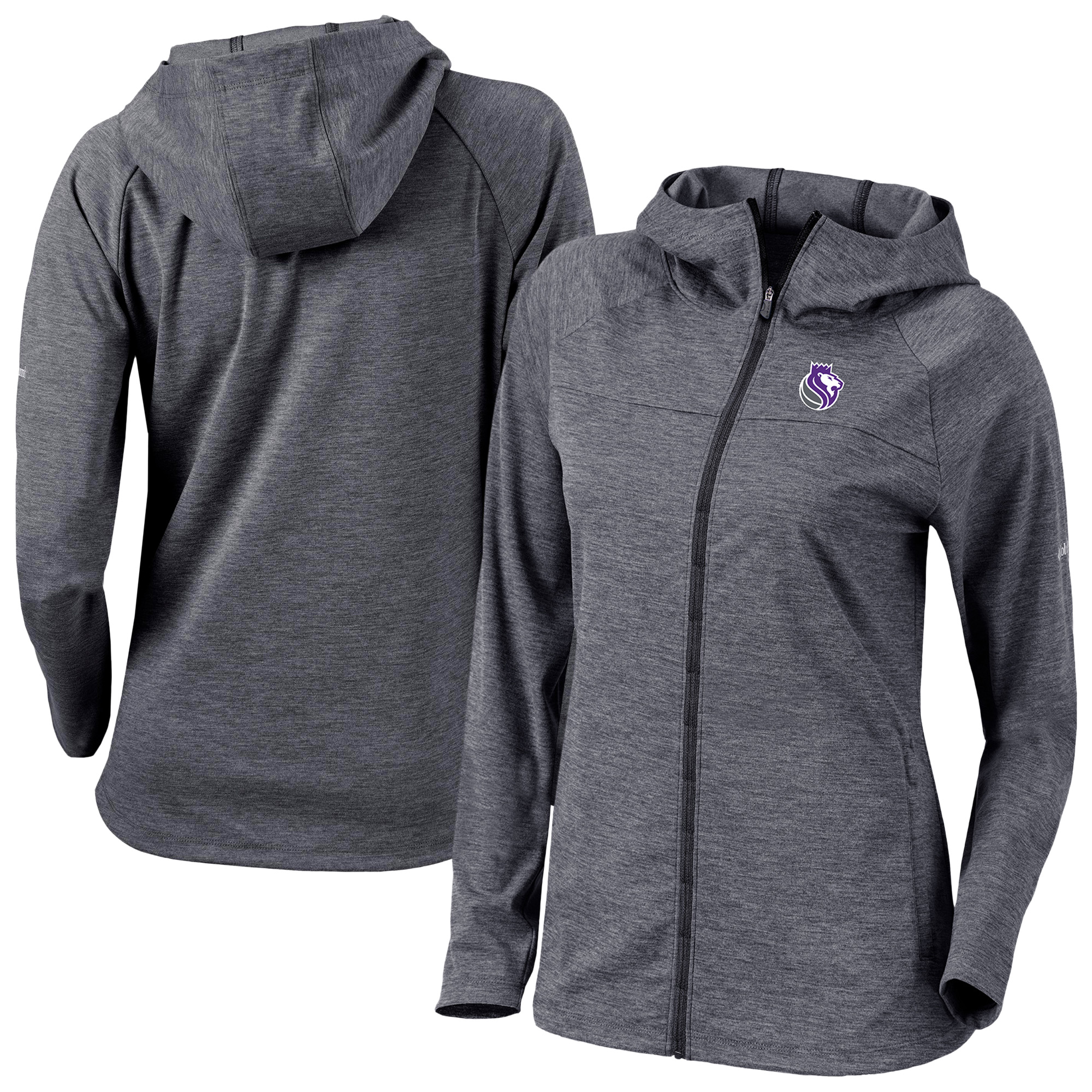 Women's Columbia Black Sacramento Kings Omni-Wick Half Shot Full-Zip Hooded Jacket