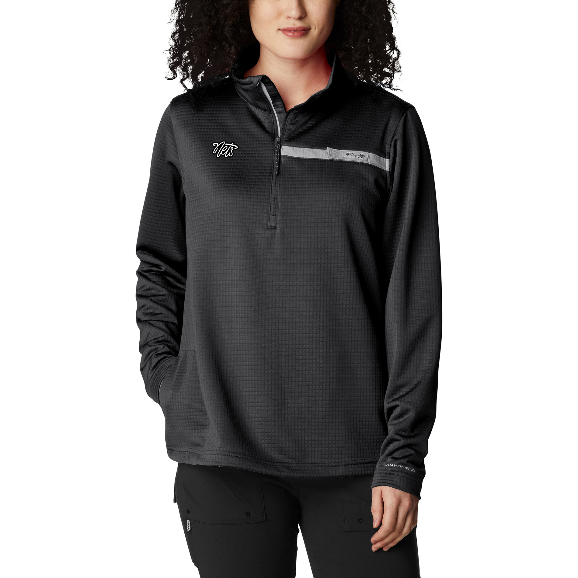 Women’s Columbia Black Brooklyn Nets Skiff Guide Fleece Pullover Top Women’s Columbia Black Brooklyn Nets Skiff Guide Fleece Pullover Top
