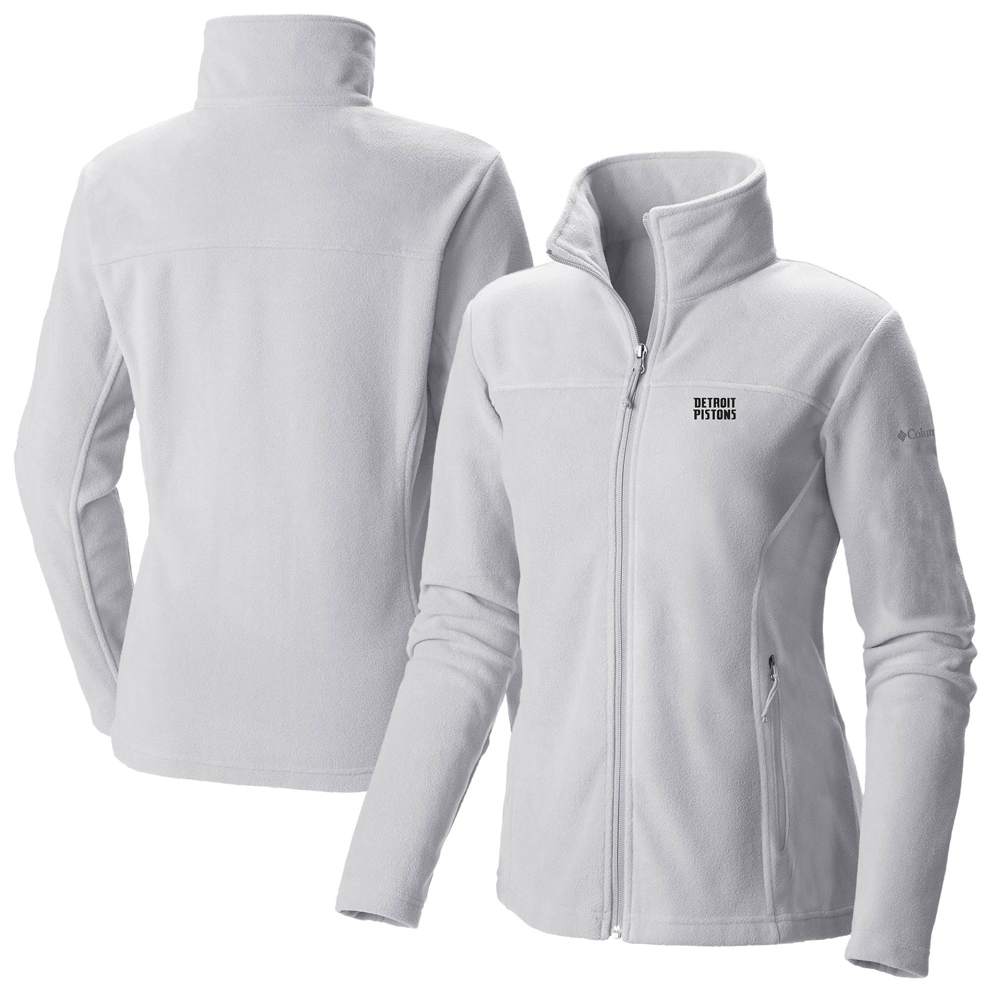 Women's Columbia White Detroit Pistons Give & Go II Fleece Full-Zip Jacket