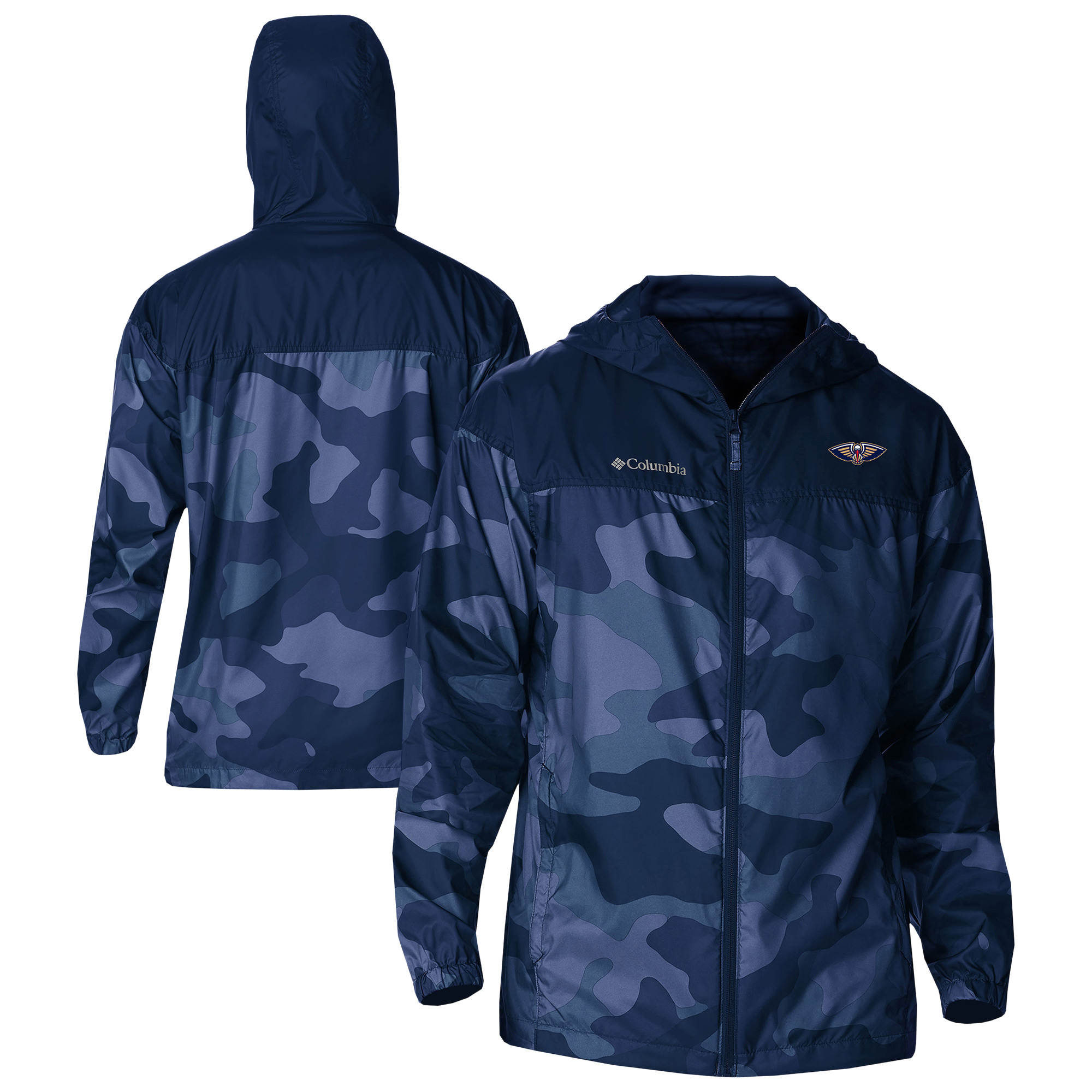 Men's Columbia Navy New Orleans Pelicans Flash Challenger Windbreaker Jacket