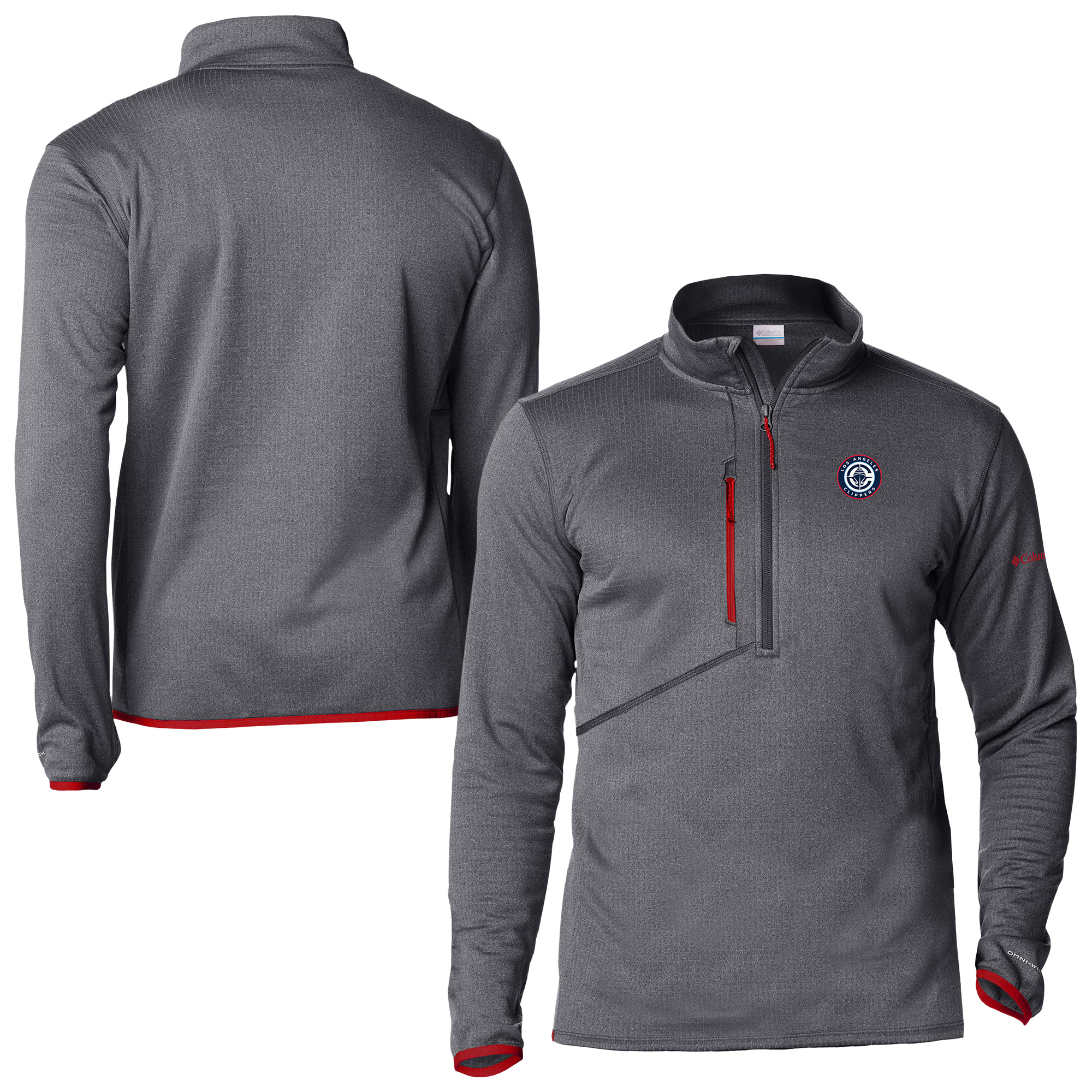 Men's Columbia Red LA Clippers Park View Fleece Half-Zip Top