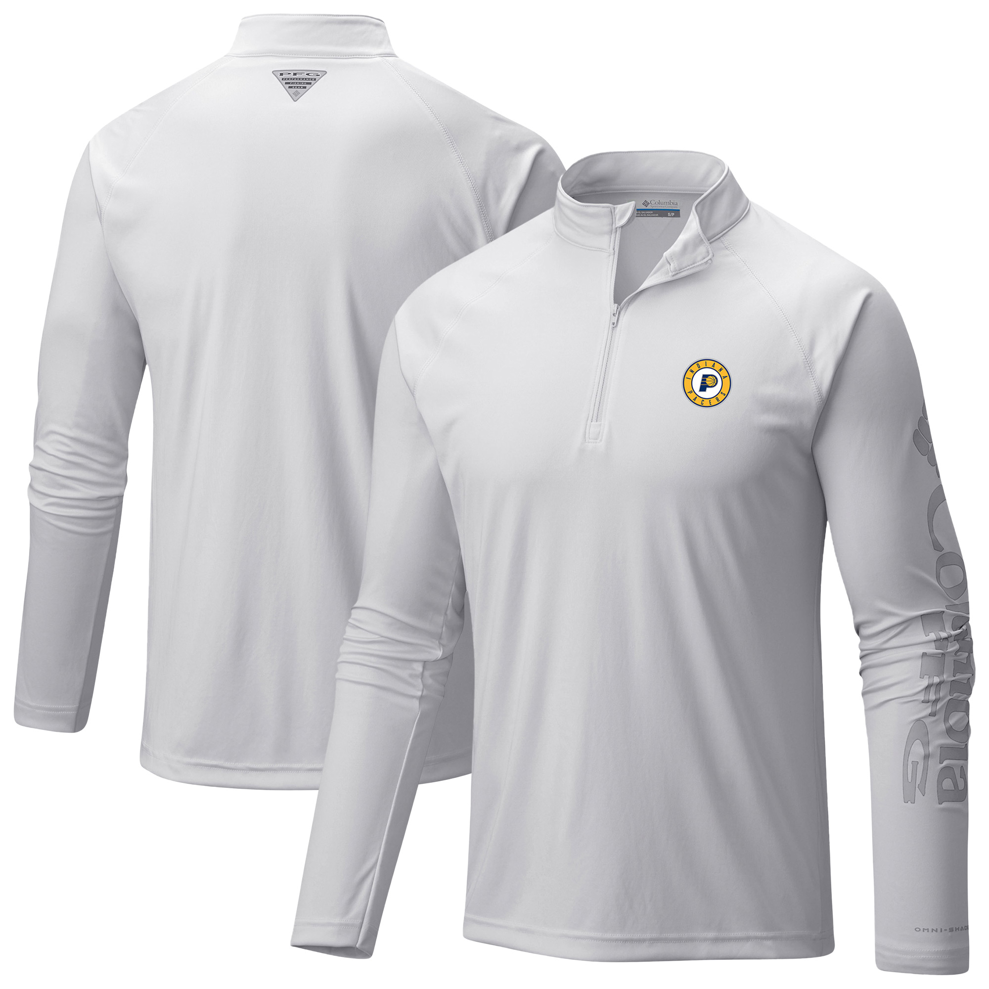 Men's Columbia White Indiana Pacers PFG Terminal Tackle Quarter-Zip Top