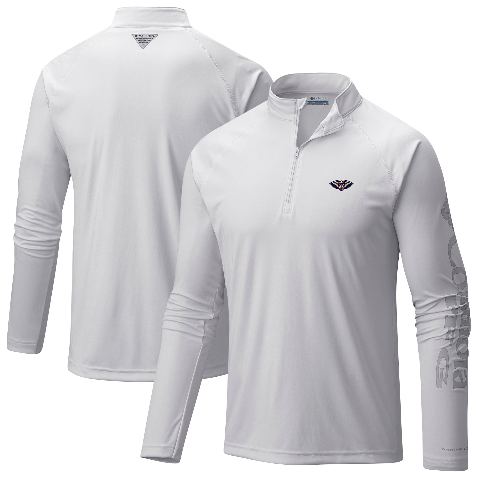 Men's Columbia White New Orleans Pelicans PFG Terminal Tackle Quarter-Zip Top