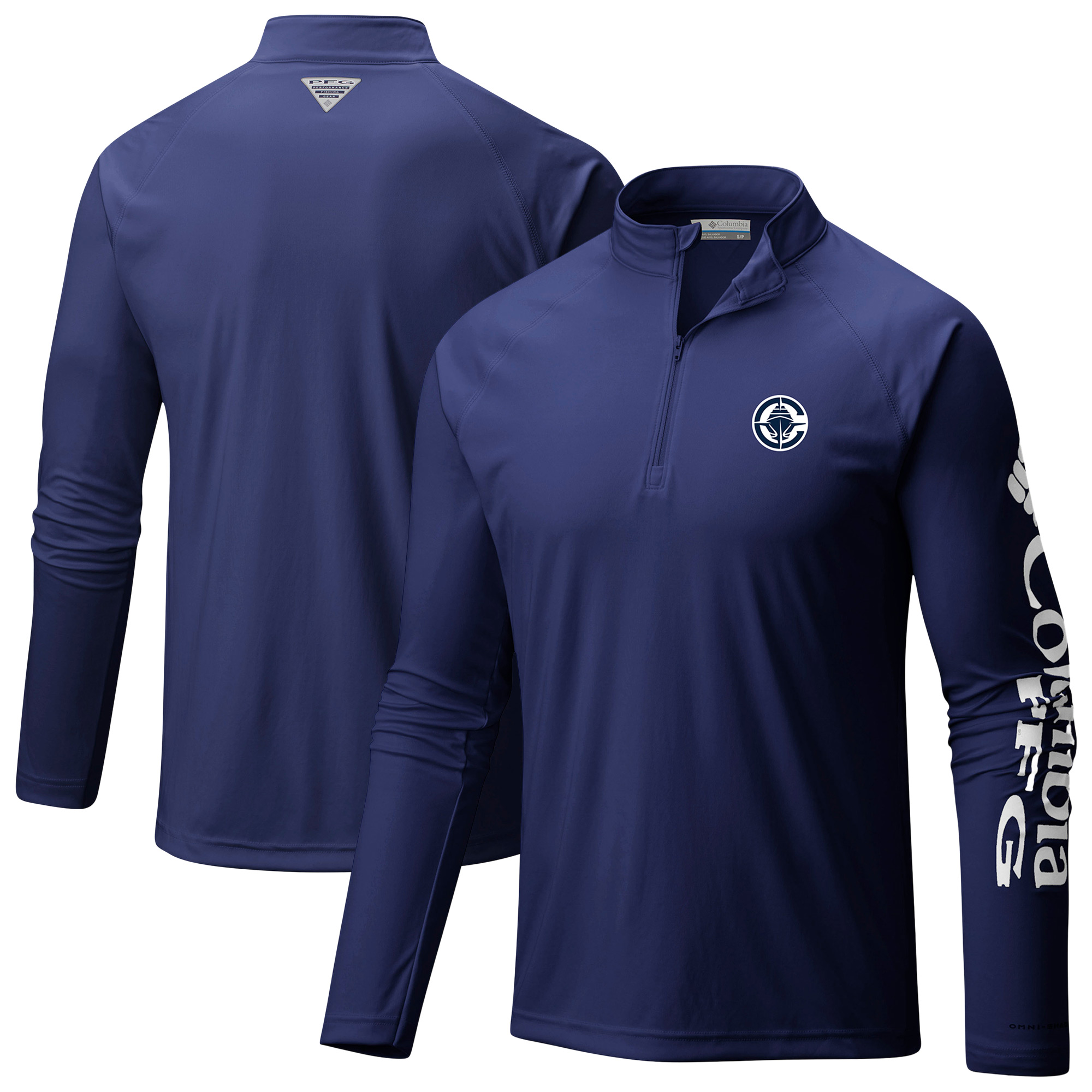 Men's Columbia Navy LA Clippers PFG Terminal Tackle Quarter-Zip Top
