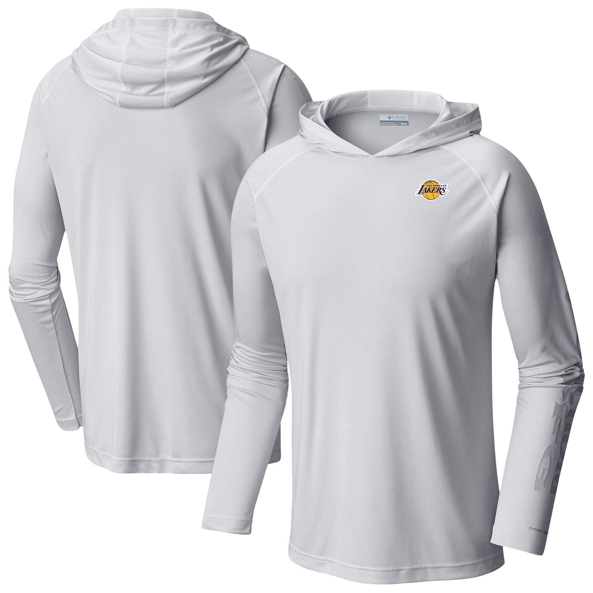 Men's Columbia White Los Angeles Lakers PFG Super Terminal Tackle Hoodie