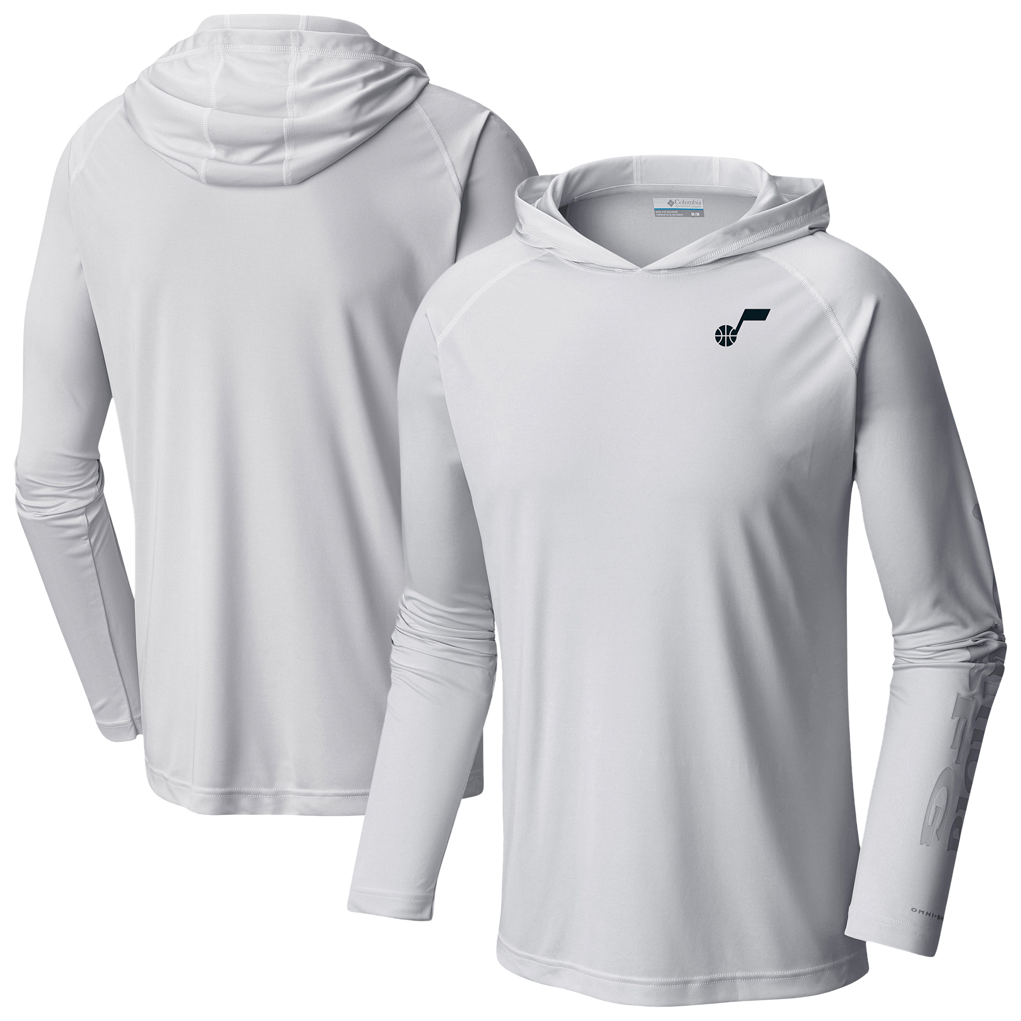 Men's Columbia White Utah Jazz PFG Super Terminal Tackle Hoodie