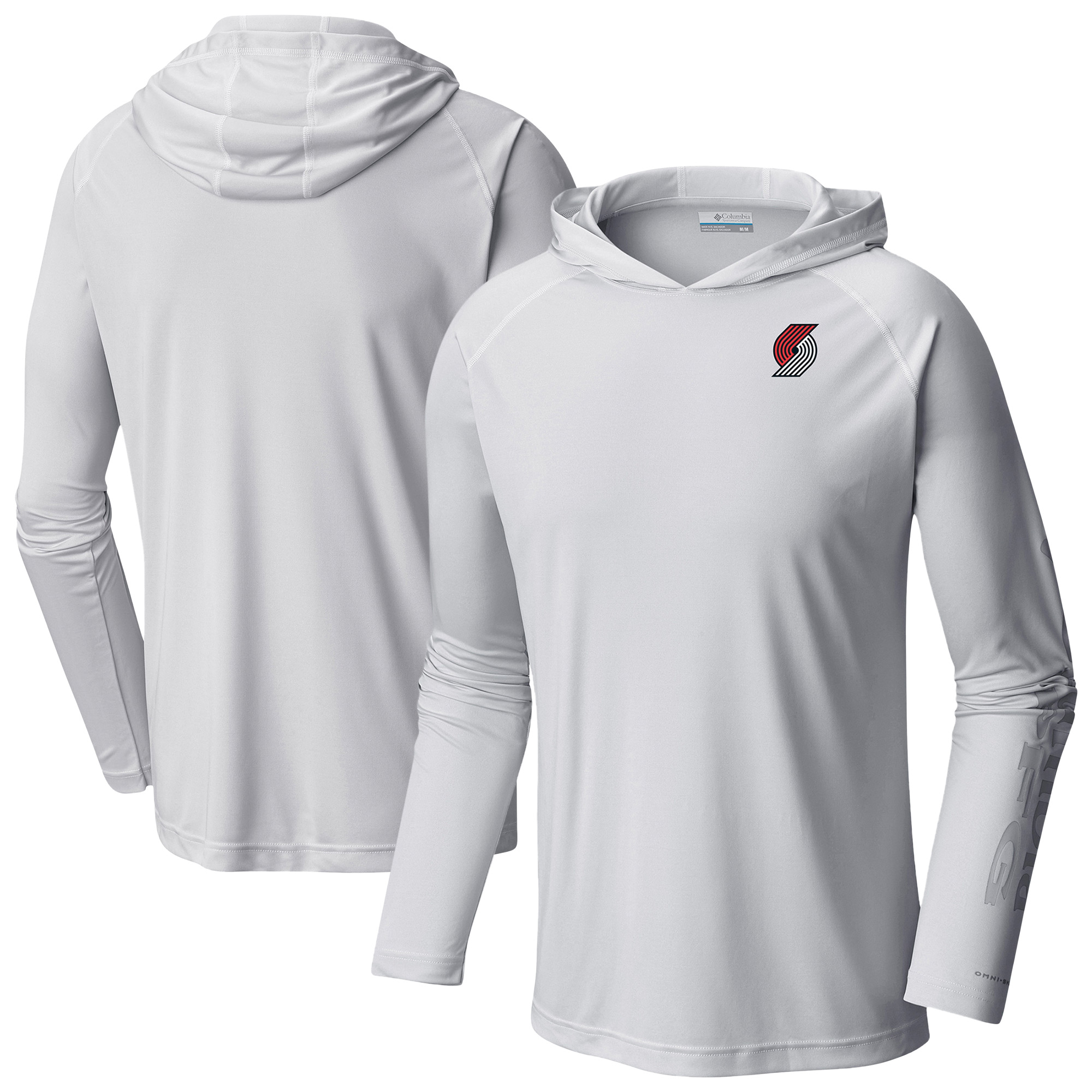 Men's Columbia White Portland Trail Blazers PFG Super Terminal Tackle Hoodie