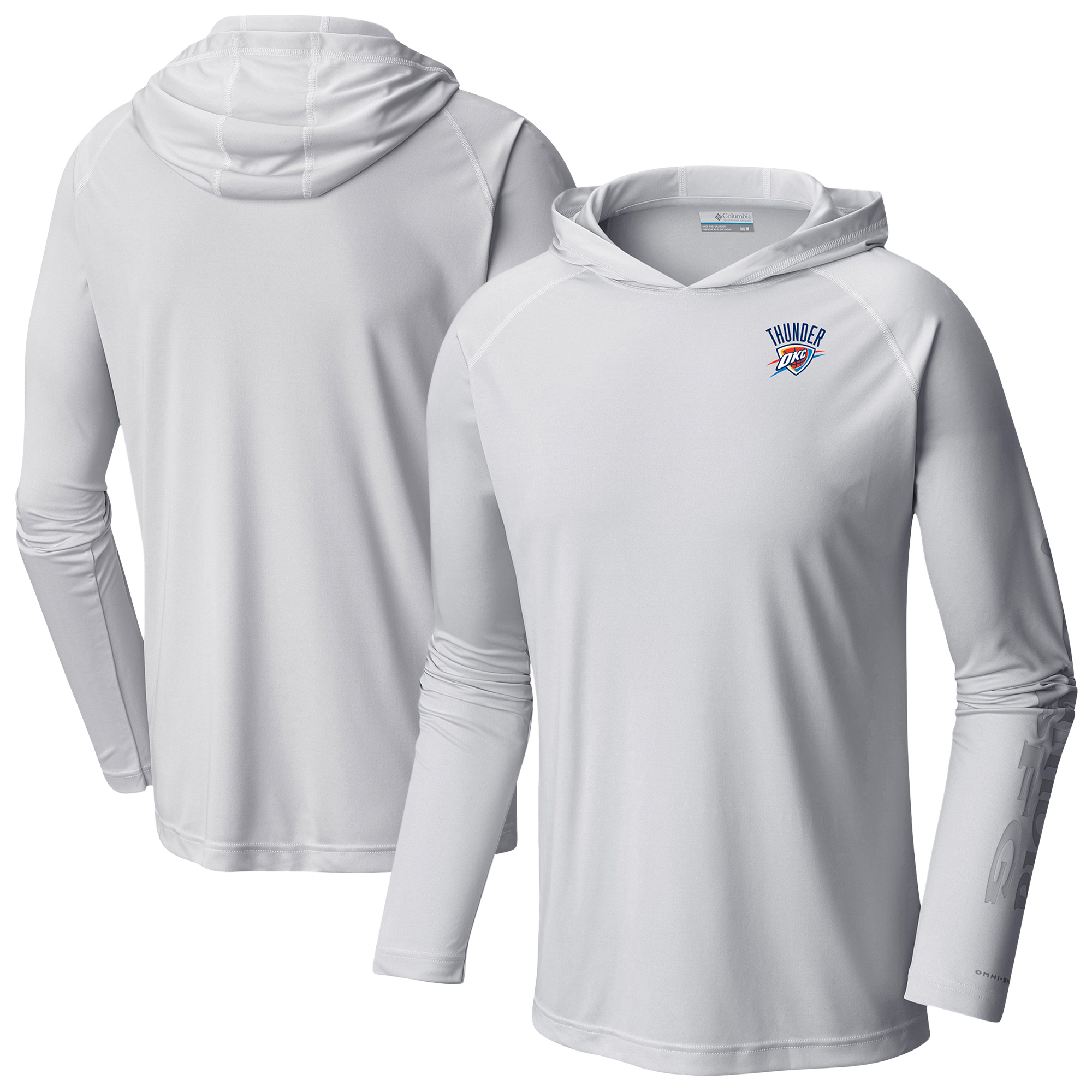 Men's Columbia White Oklahoma City Thunder PFG Super Terminal Tackle Hoodie