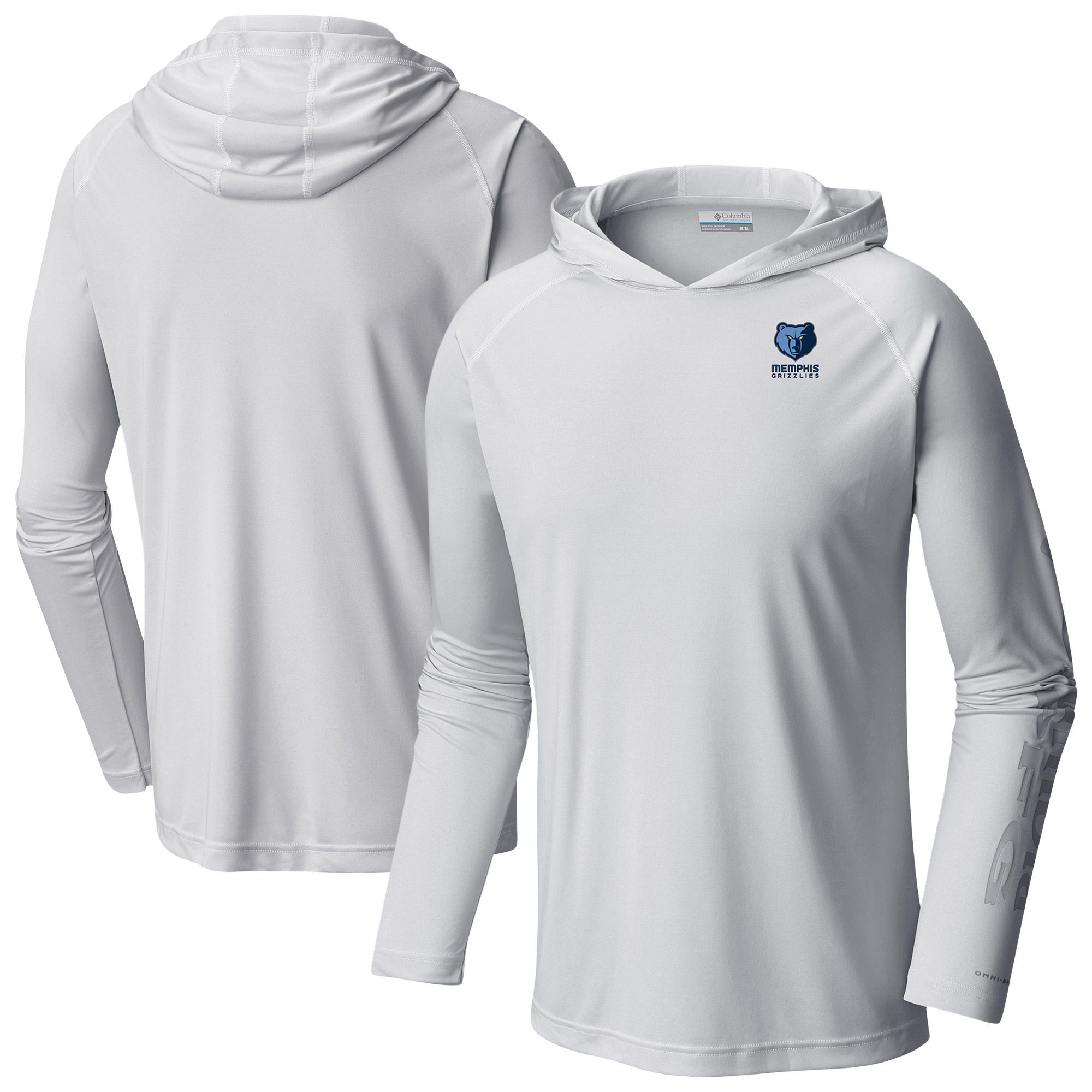 Men's Columbia White Memphis Grizzlies PFG Super Terminal Tackle Hoodie