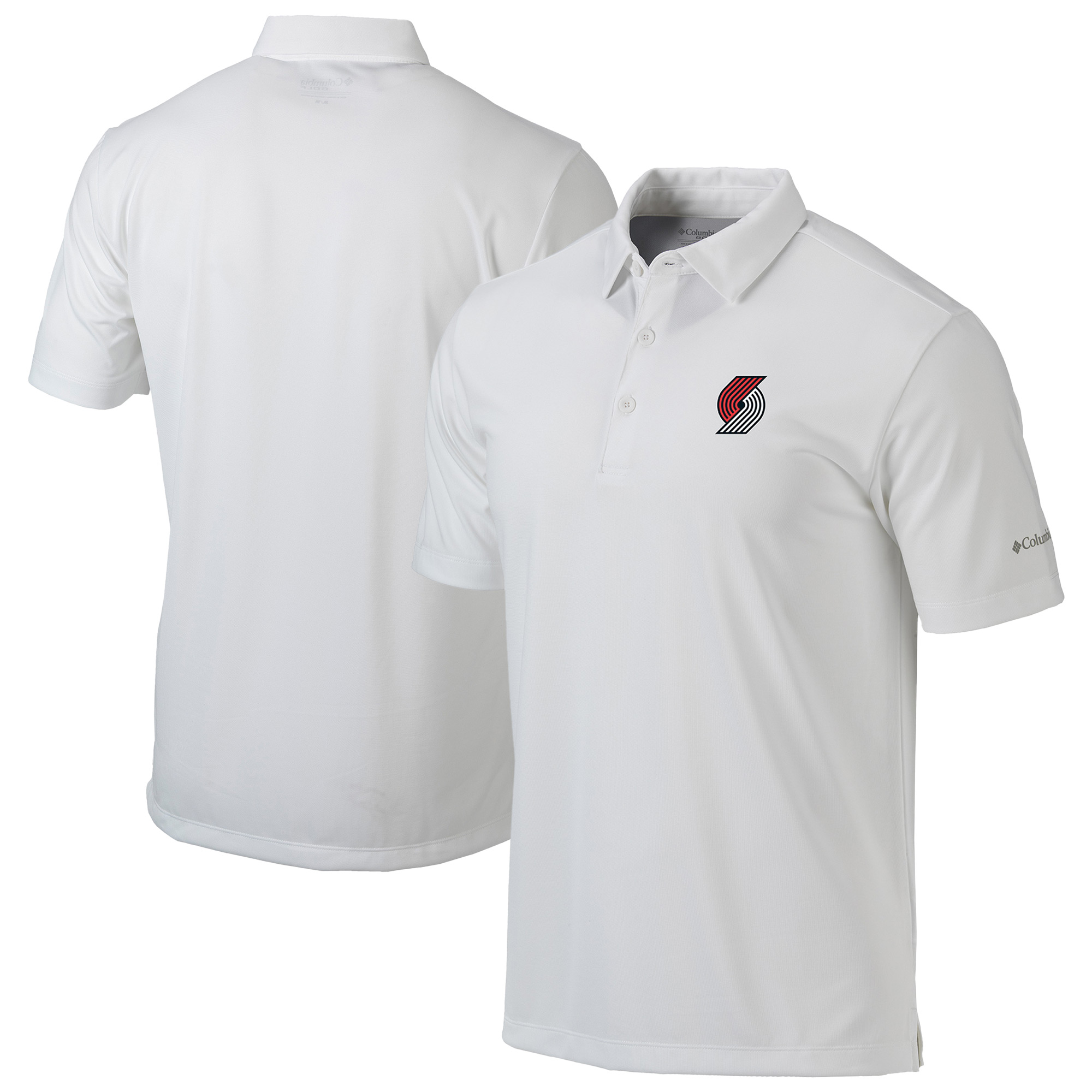 Men's Columbia White Portland Trail Blazers Omni-Wick Drive Polo