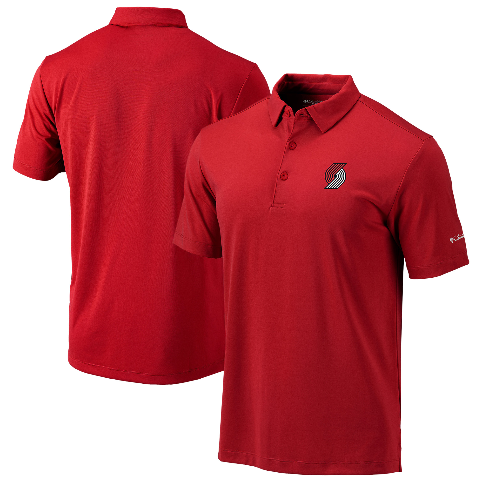 Men's Columbia Red Portland Trail Blazers Omni-Wick Drive Polo