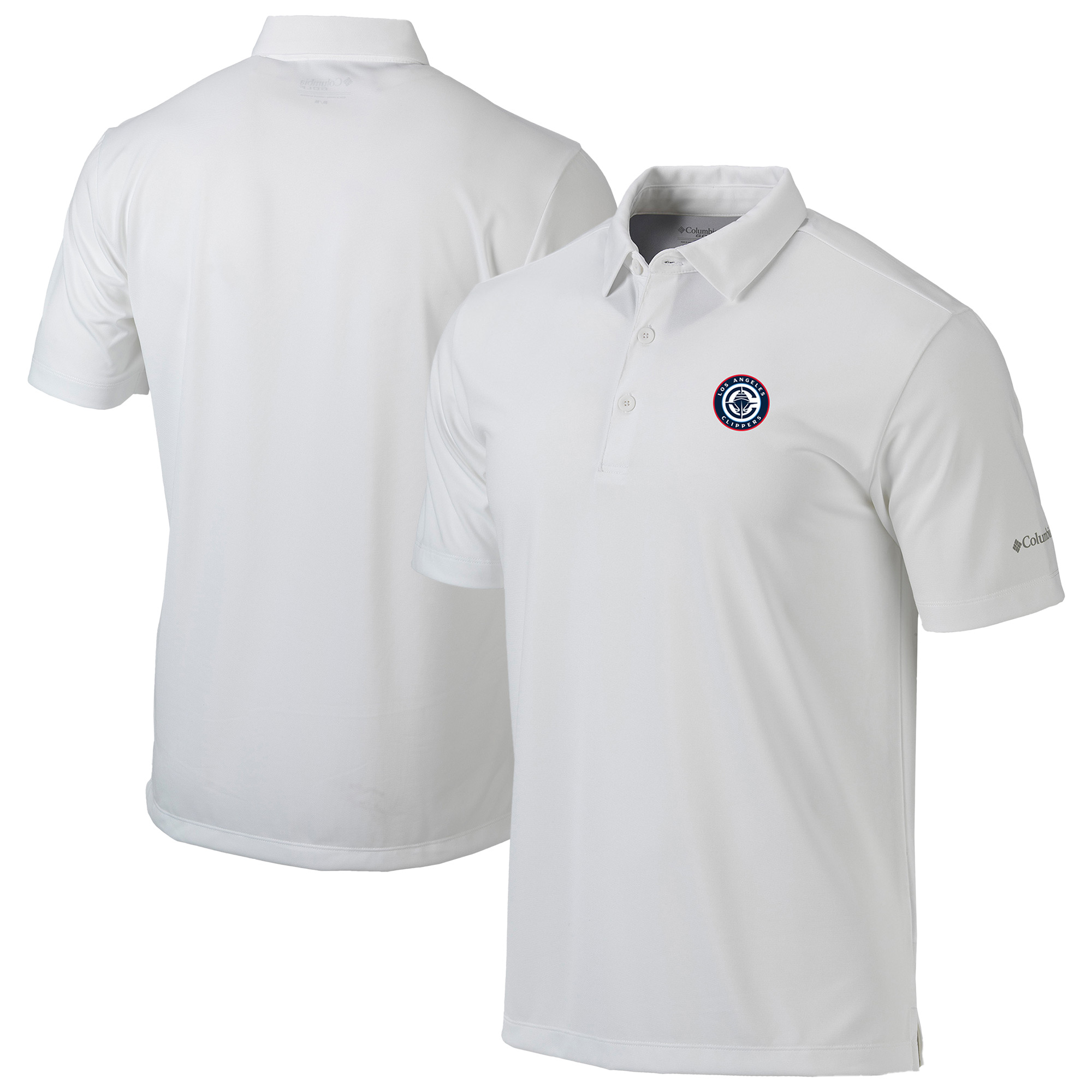 Men's Columbia White LA Clippers Omni-Wick Drive Polo