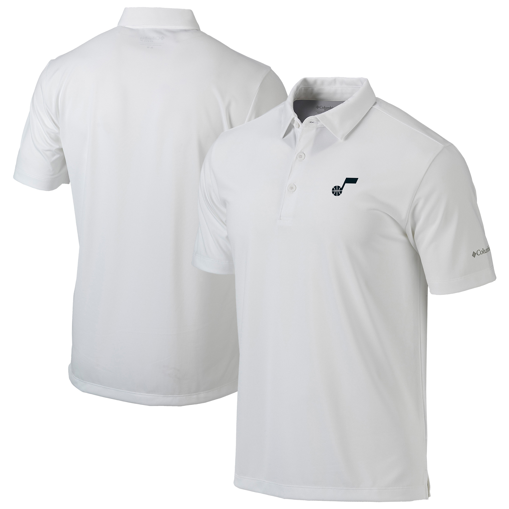 Men's Columbia White Utah Jazz Omni-Wick Drive Polo