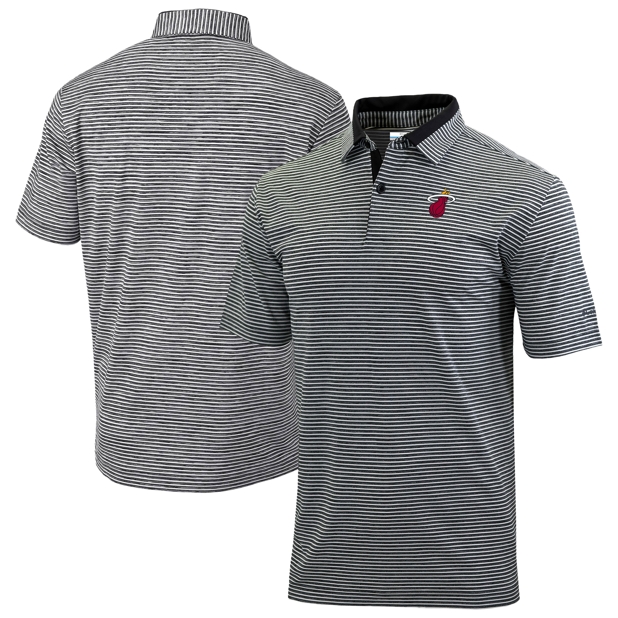 Men's Columbia Black Miami Heat Omni-Wick Golden Hills Polo