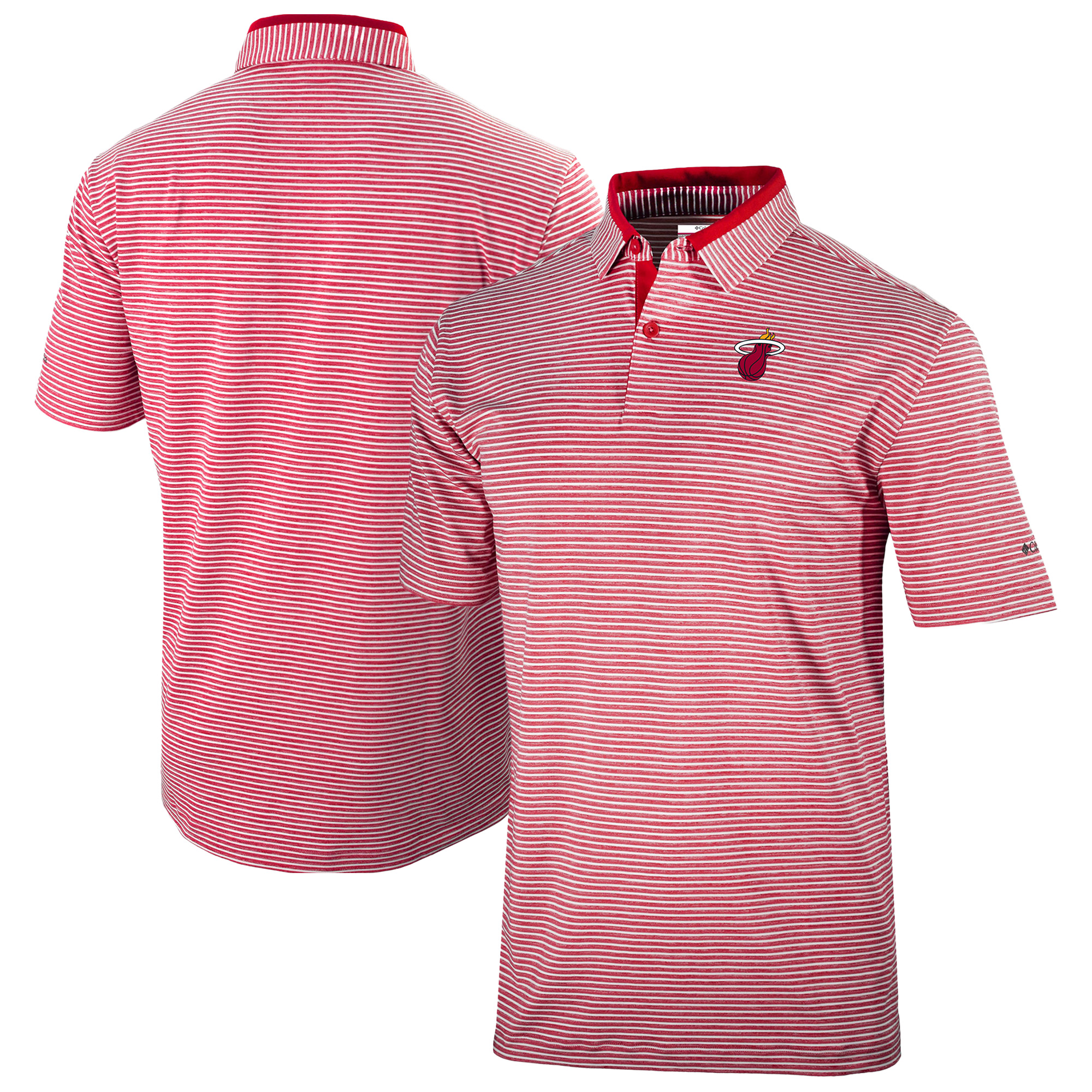 Men's Columbia Red Miami Heat Omni-Wick Golden Hills Polo