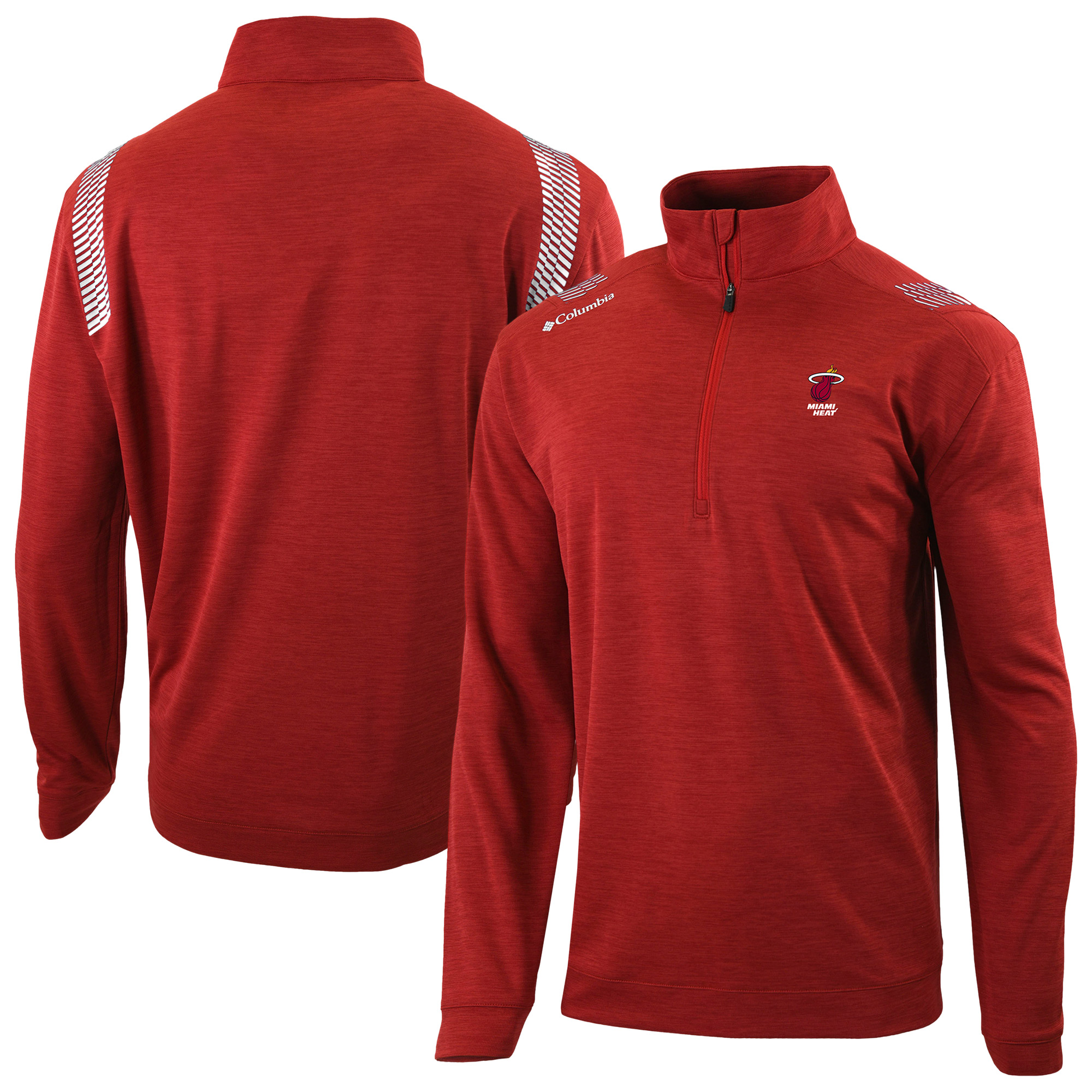 Men's Columbia Red Miami Heat Oakland Downs Omni-Wick Quarter-Zip Top