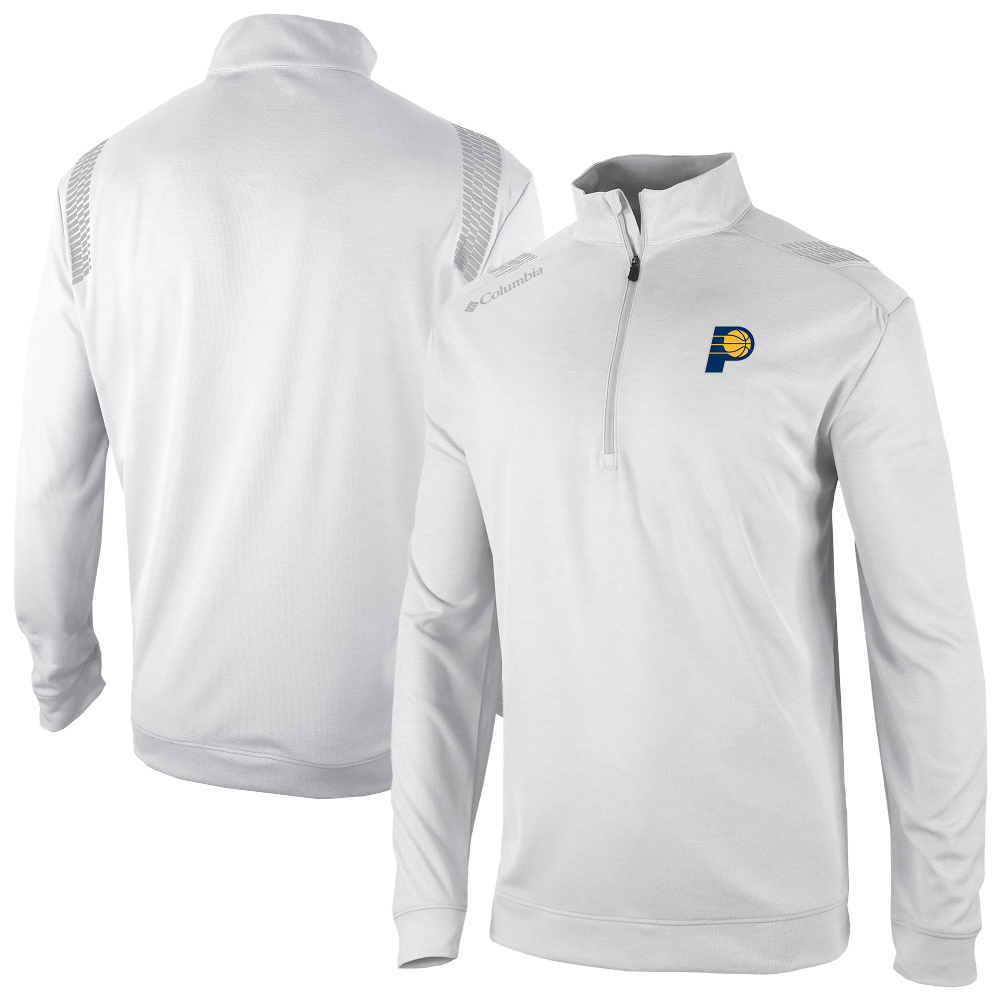 Men's Columbia White Indiana Pacers Oakland Downs Omni-Wick Quarter-Zip Top