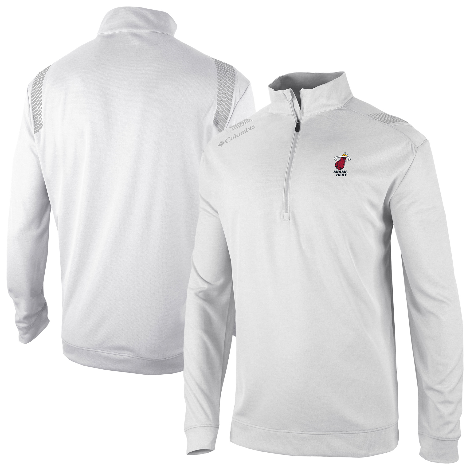 Men's Columbia White Miami Heat Oakland Downs Omni-Wick Quarter-Zip Top