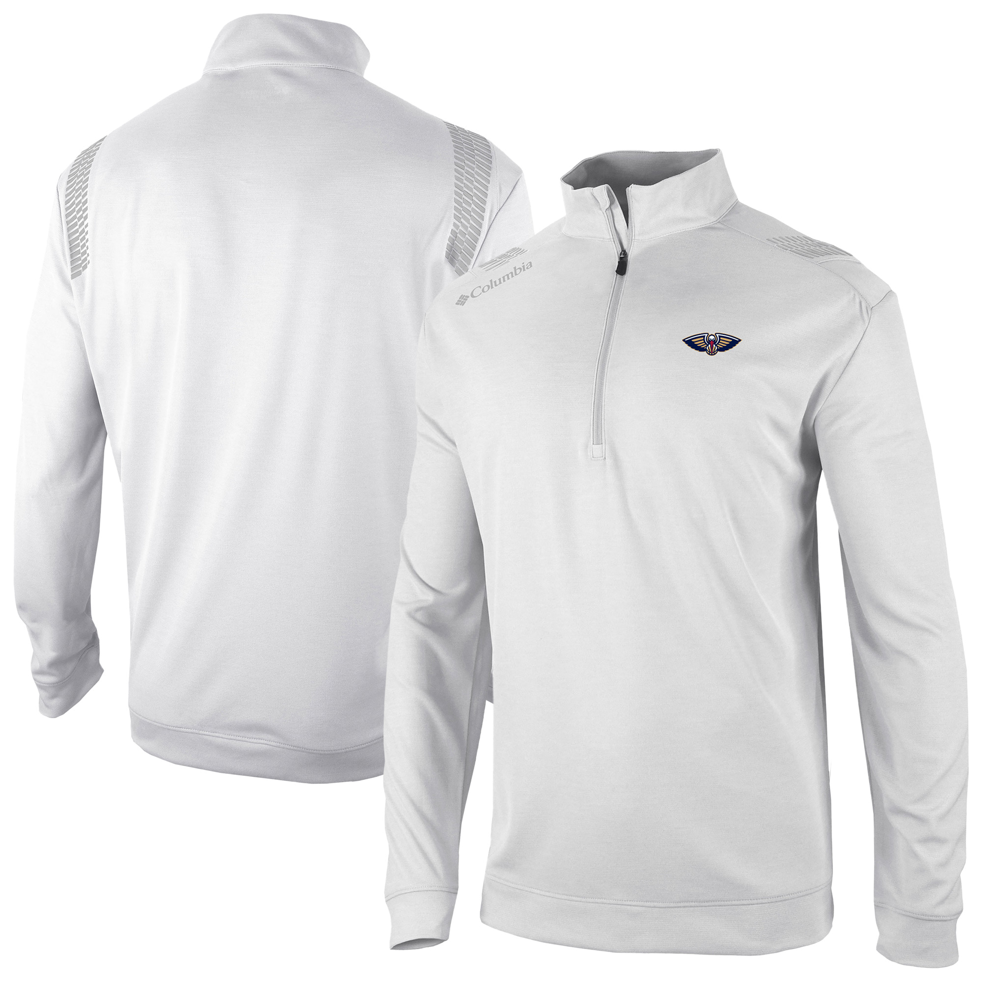 Men's Columbia White New Orleans Pelicans Oakland Downs Omni-Wick Quarter-Zip Top