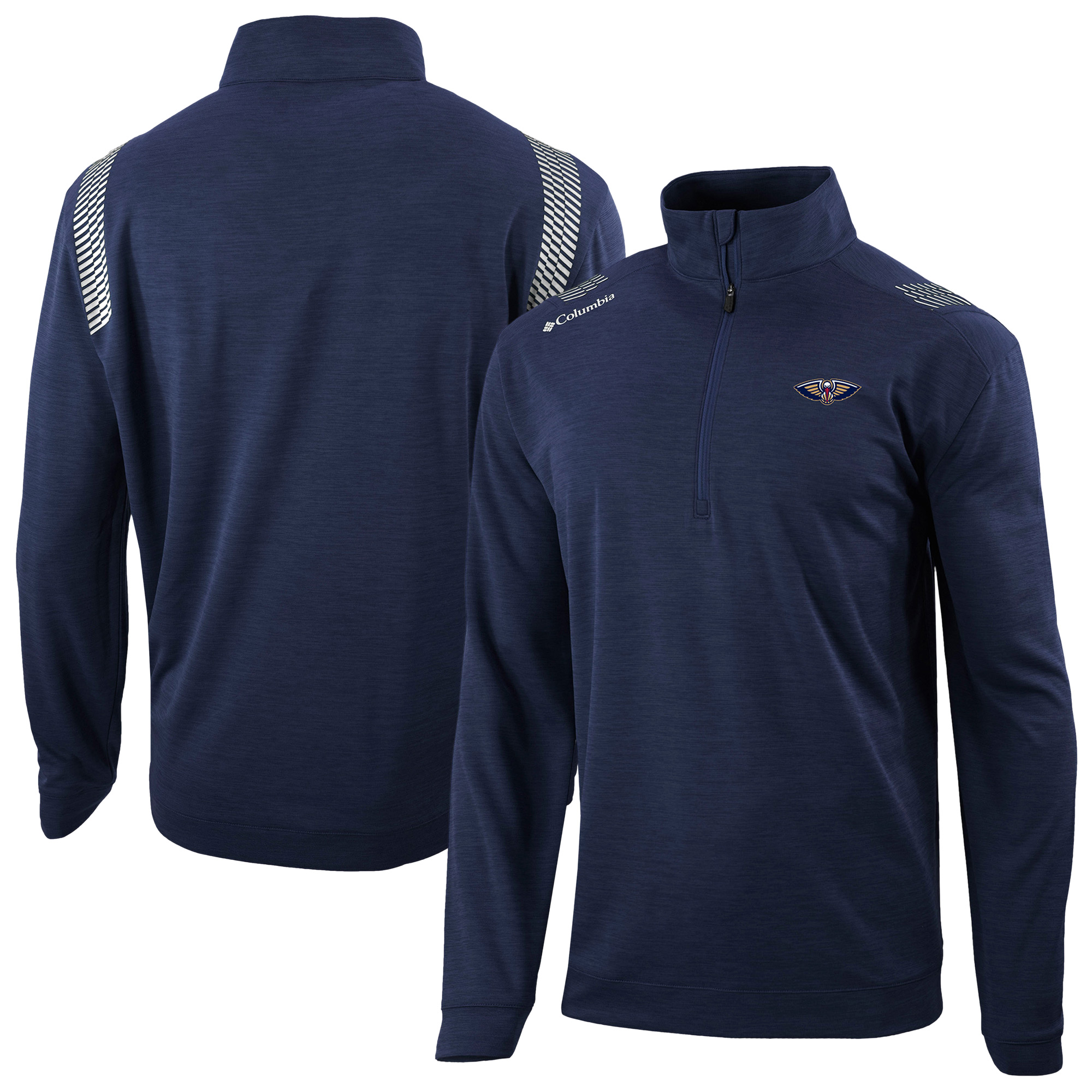 Men's Columbia Navy New Orleans Pelicans Oakland Downs Omni-Wick Quarter-Zip Top