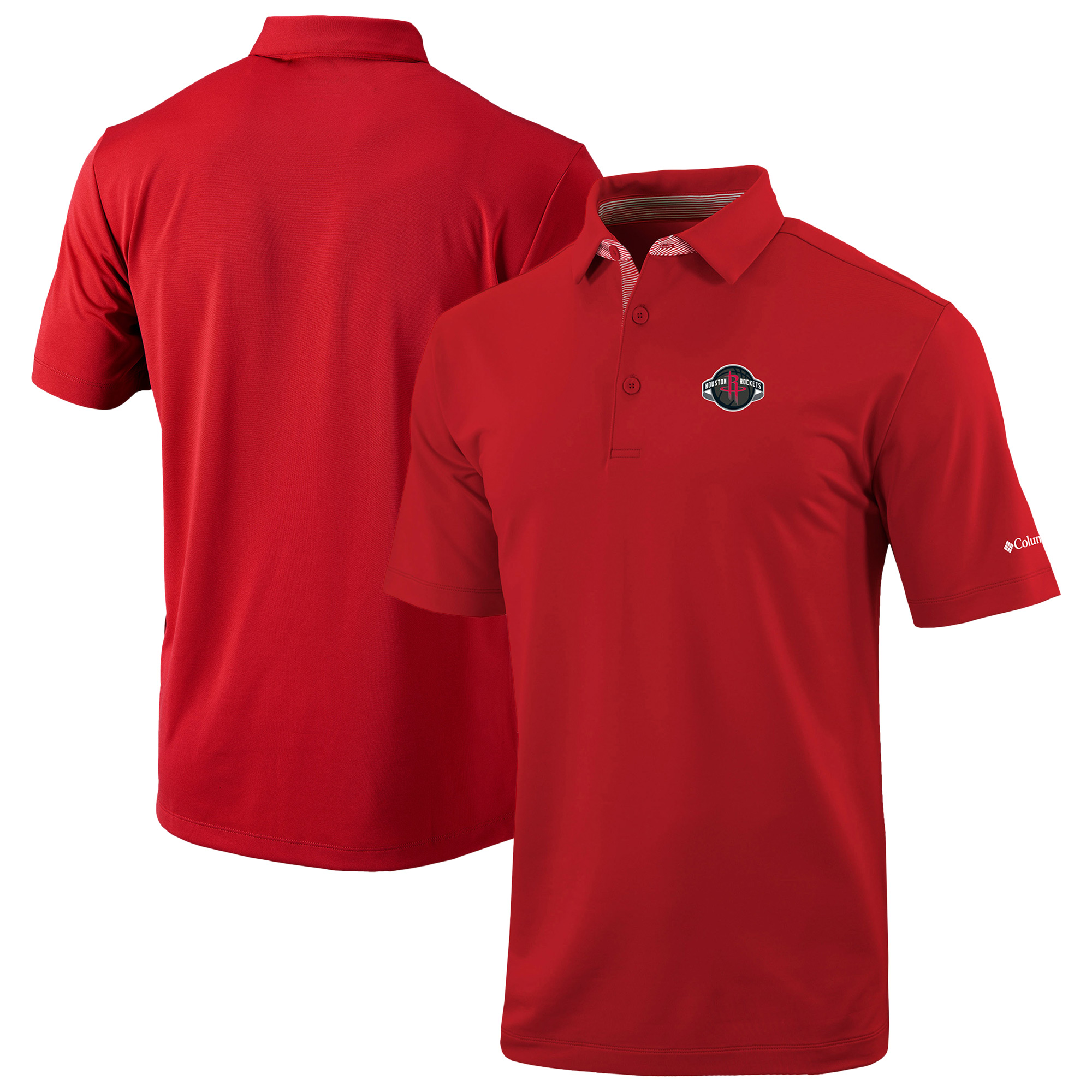 Men's Columbia Red Houston Rockets Omni-Wick Even Lie Polo