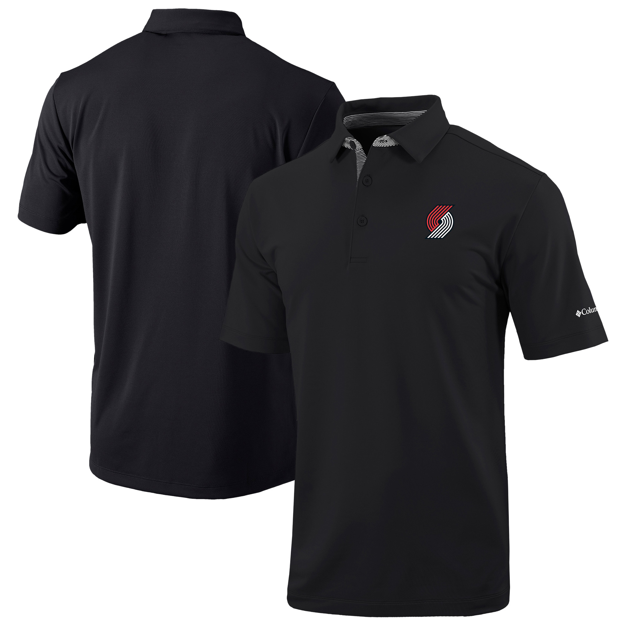 Men's Columbia Black Portland Trail Blazers Omni-Wick Even Lie Polo