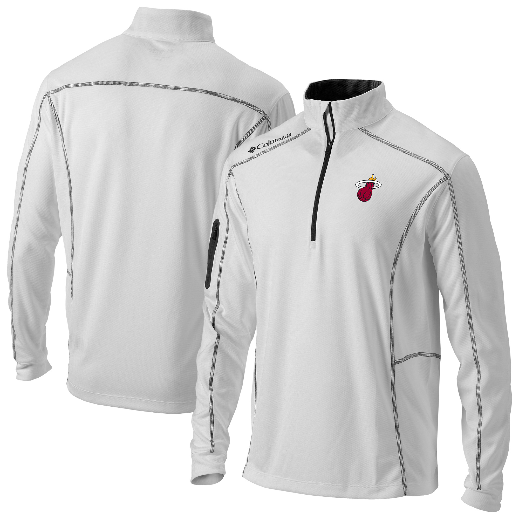 Men's Columbia White Miami Heat Omni-Wick Shotgun Quarter-Zip Jacket