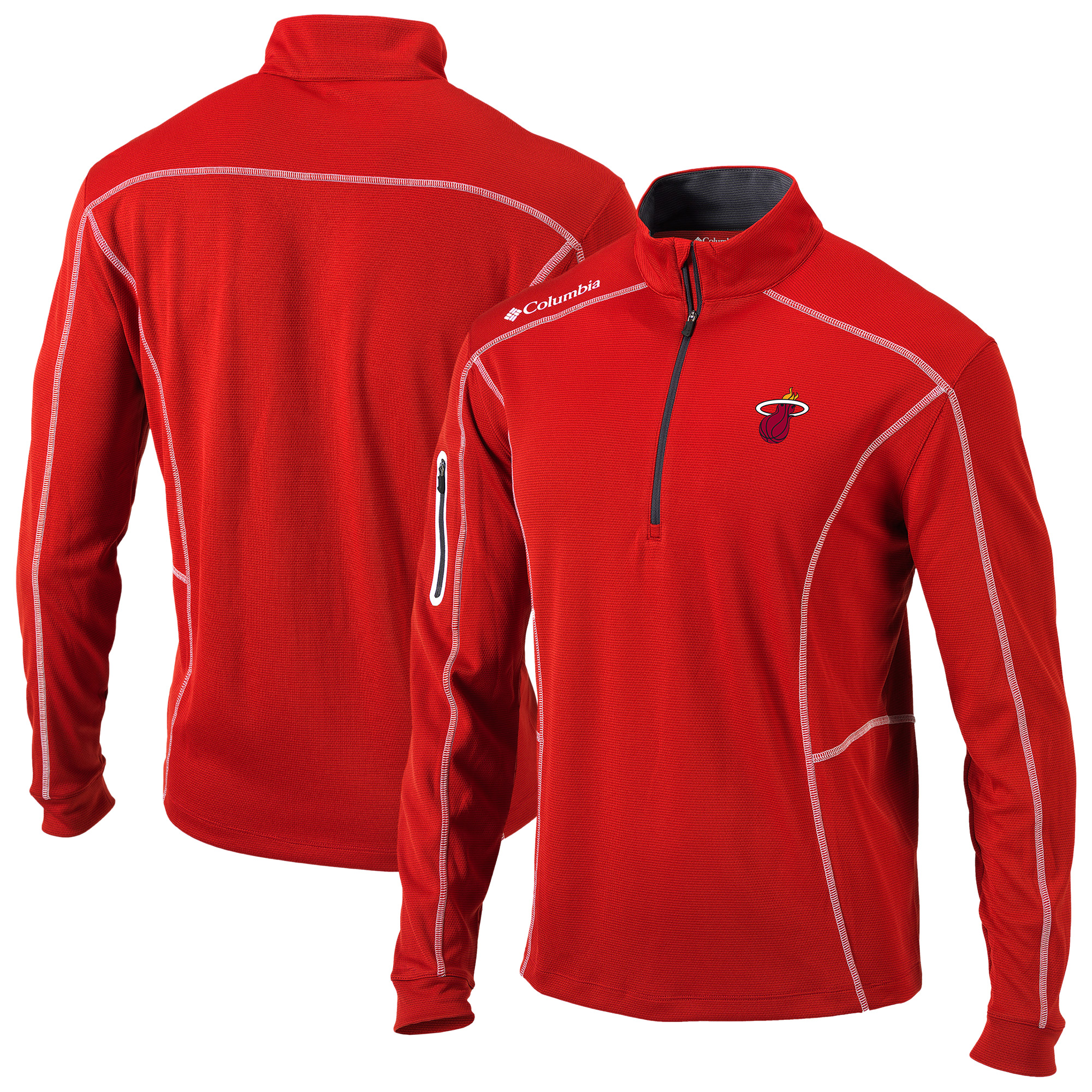 Men's Columbia Red Miami Heat Omni-Wick Shotgun Quarter-Zip Jacket