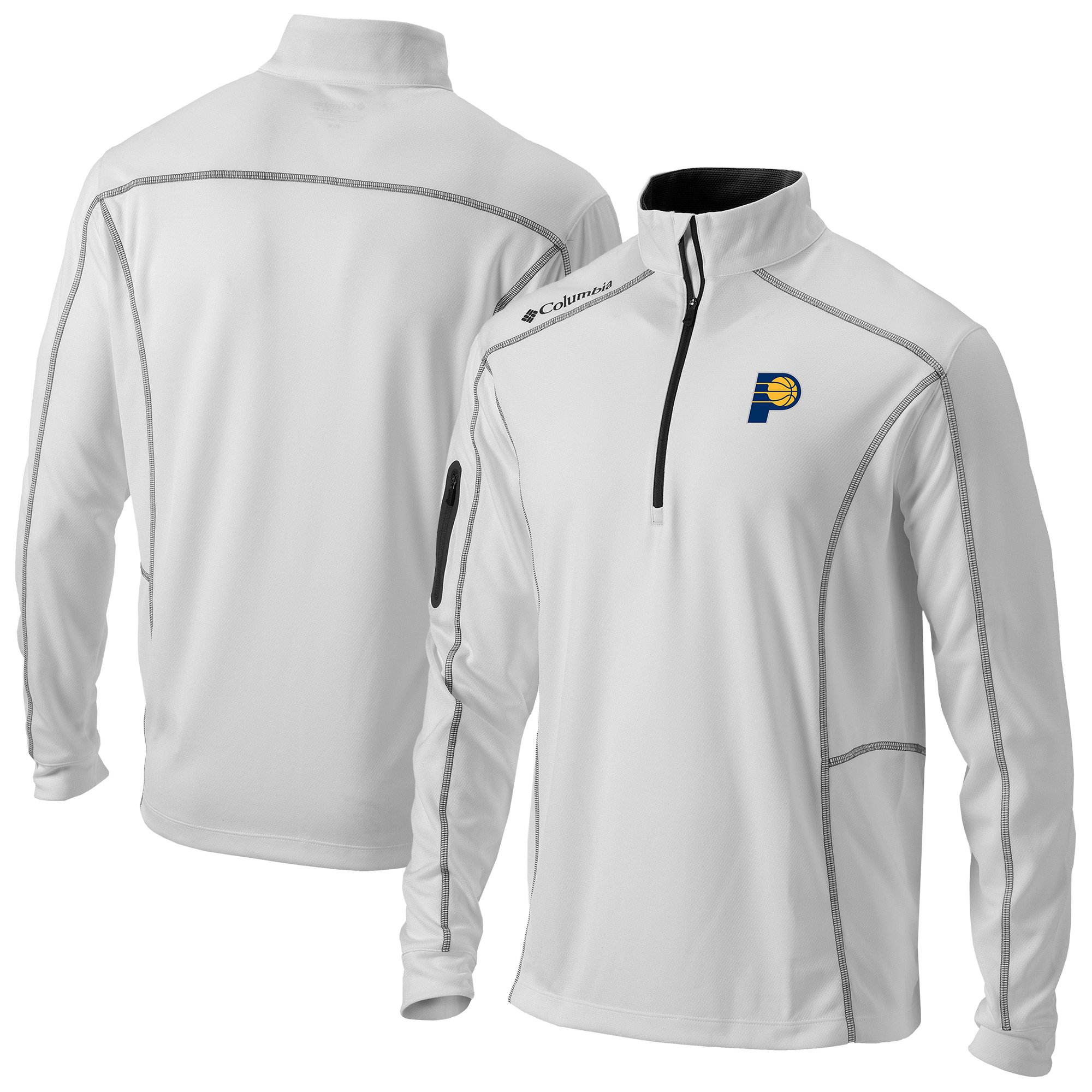 Men's Columbia White Indiana Pacers Omni-Wick Shotgun Quarter-Zip Jacket