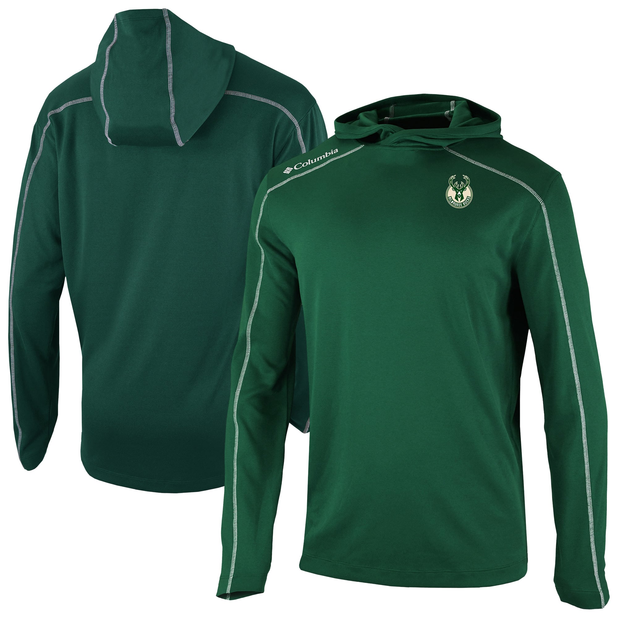 Men's Columbia Hunter Green Milwaukee Bucks Omni-Wick Shotgun Pullover Hoodie