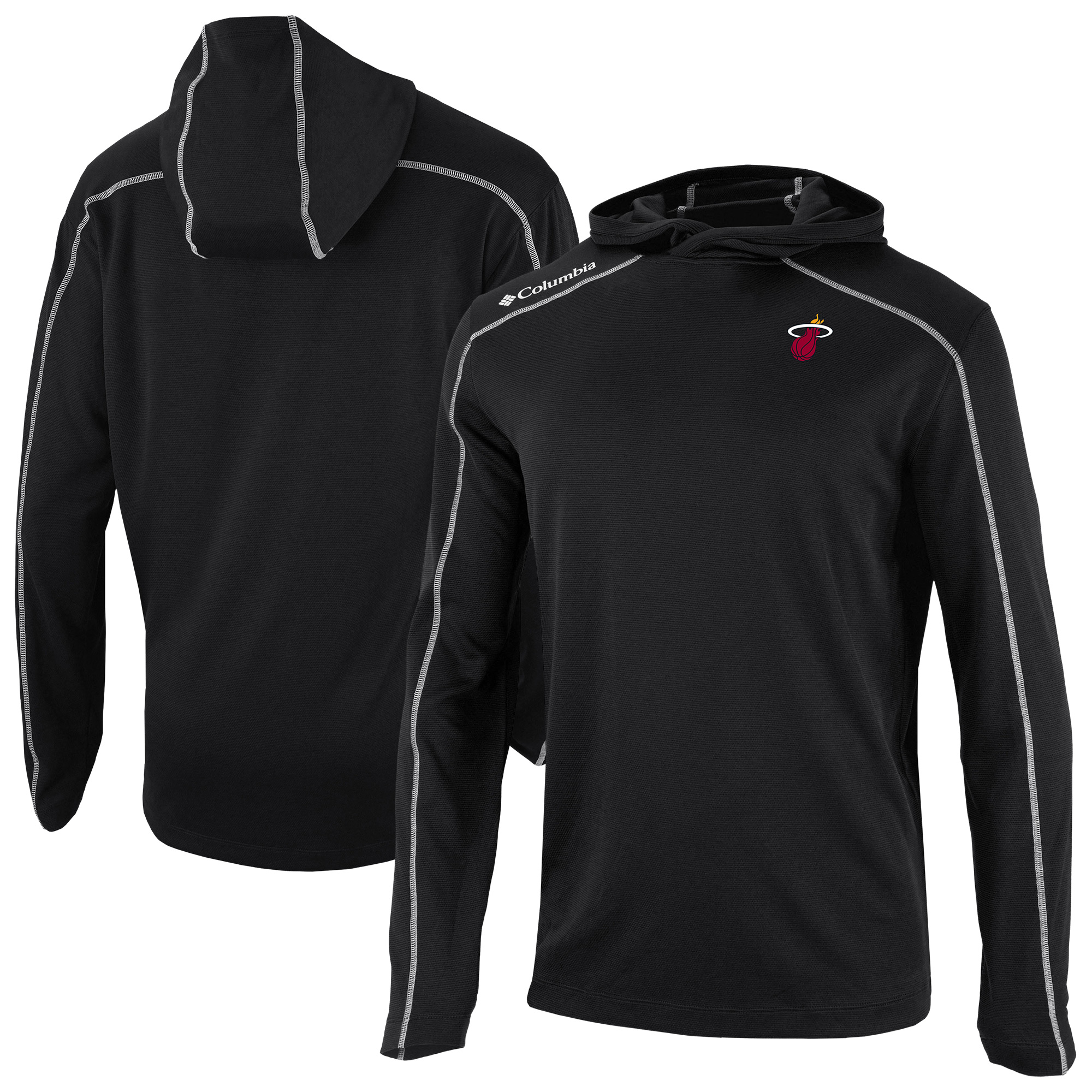 Men's Columbia Black Miami Heat Omni-Wick Shotgun Pullover Hoodie