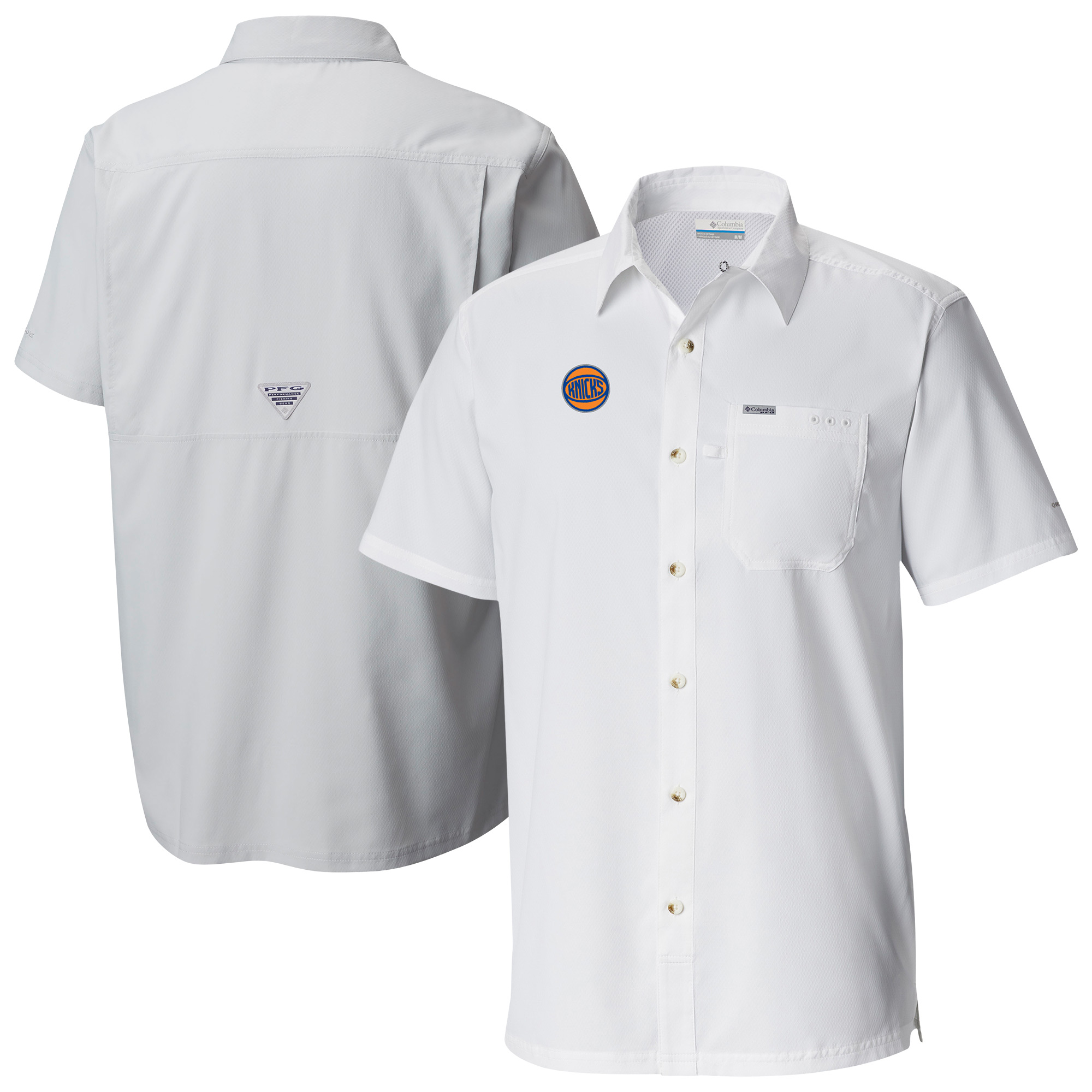 Men's Columbia White New York Knicks Slack Tide Camp Button-Up Shirt