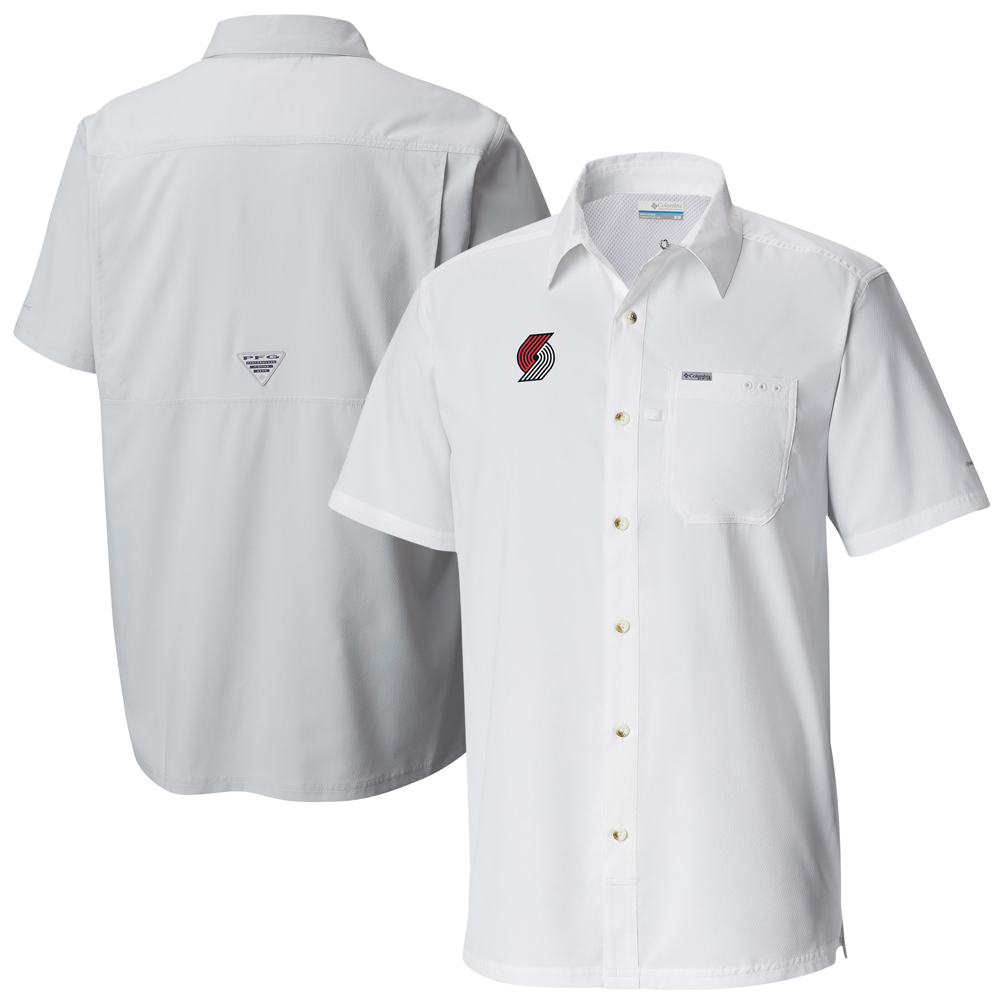 Men's Columbia White Portland Trail Blazers Slack Tide Camp Button-Up Shirt