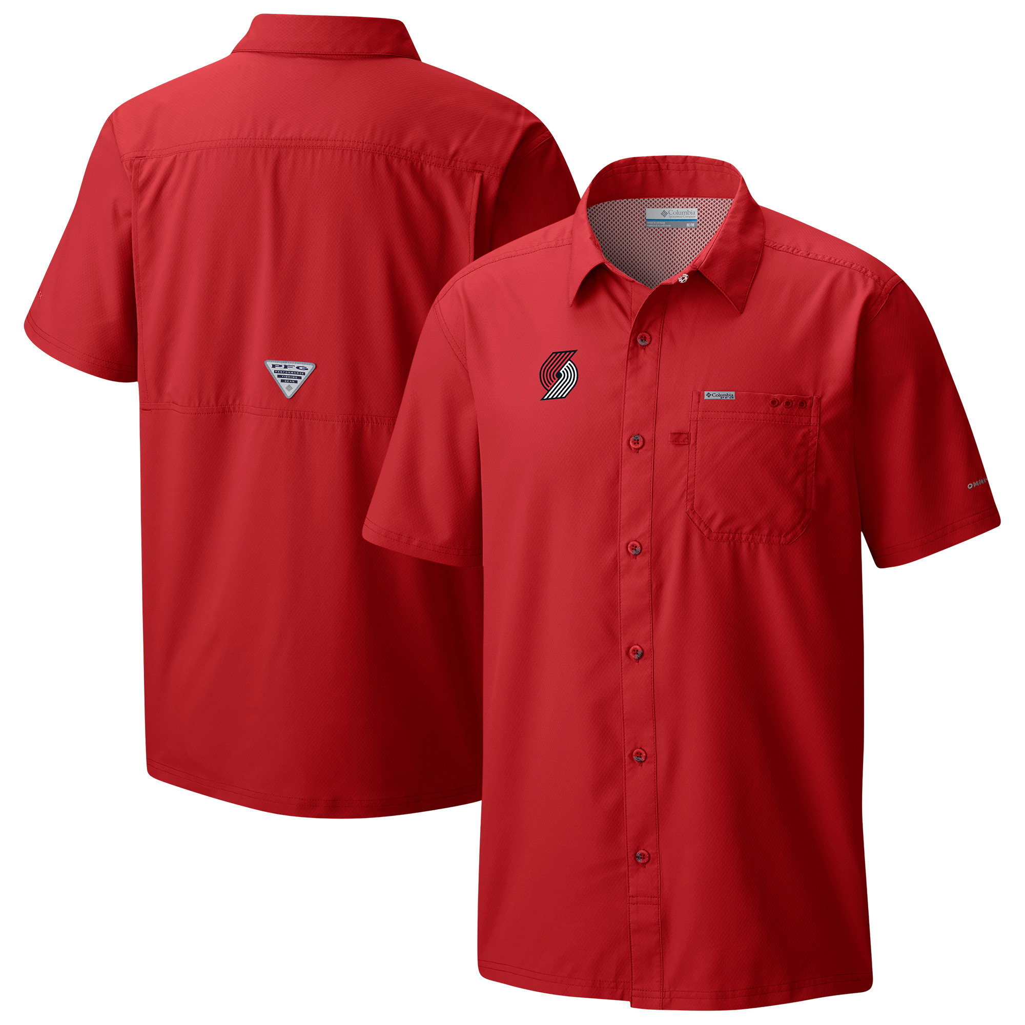 Men's Columbia Red Portland Trail Blazers Slack Tide Camp Button-Up Shirt