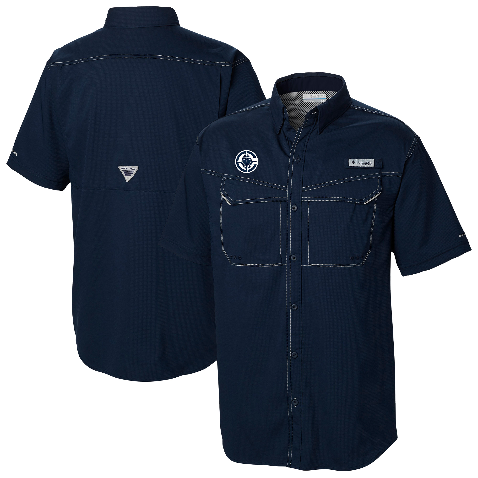 Men's Columbia Navy LA Clippers Omni-Wick Low Drag Offshore Button-Up Shirt