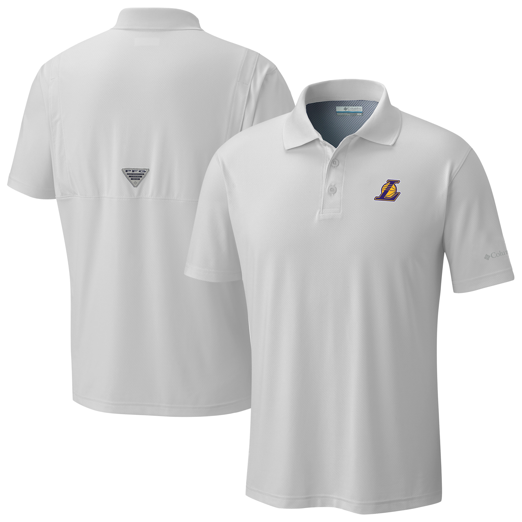 Men's Columbia White Los Angeles Lakers Low Drag Offshore Polo