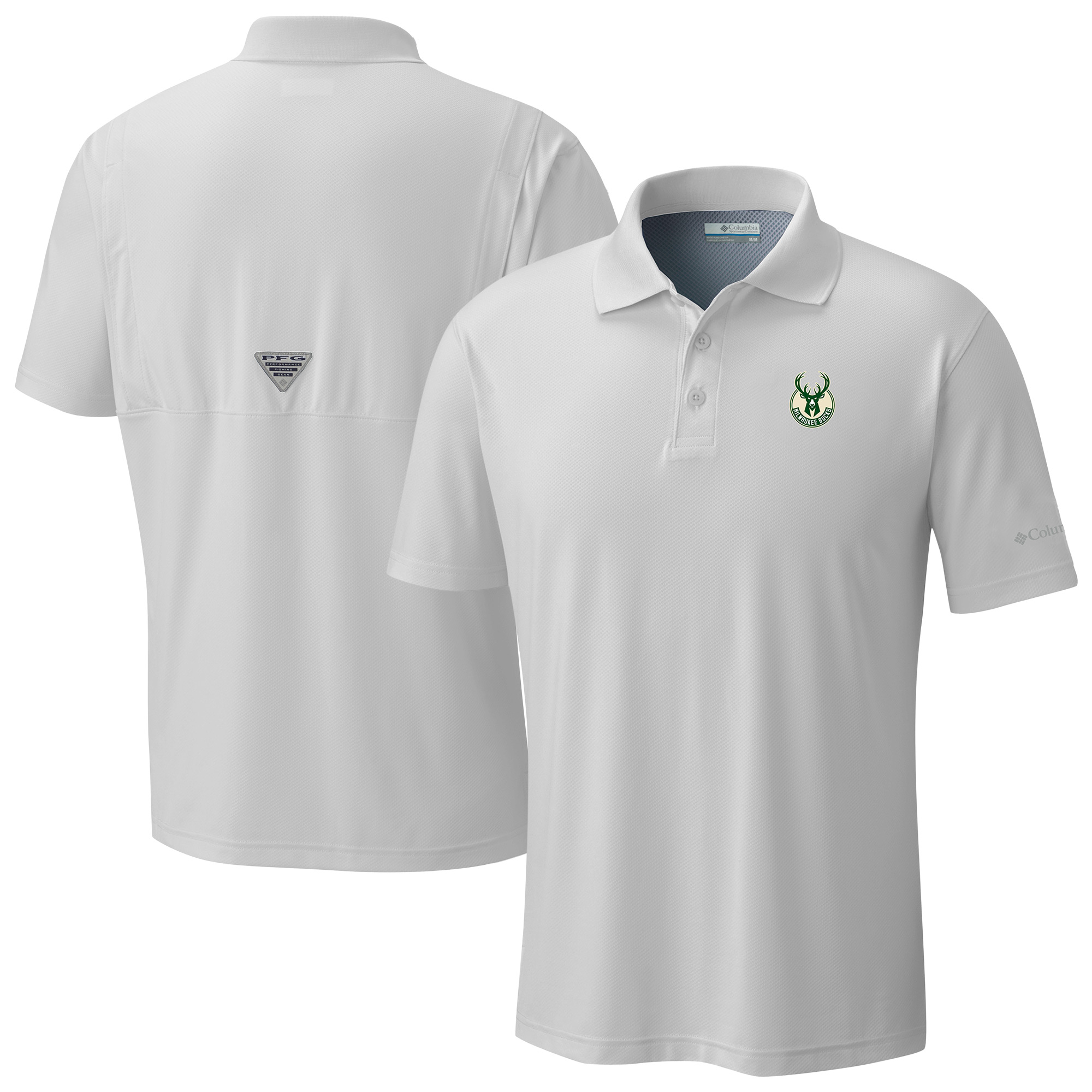 Men's Columbia White Milwaukee Bucks Low Drag Offshore Polo