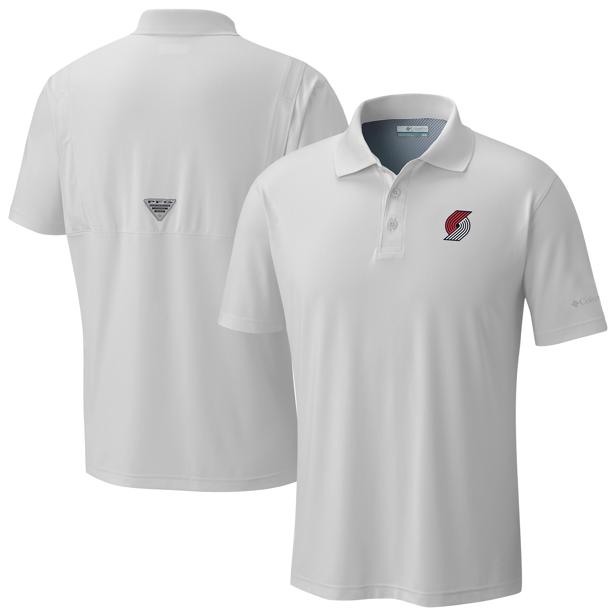 Men's Columbia White Portland Trail Blazers Low Drag Offshore Polo