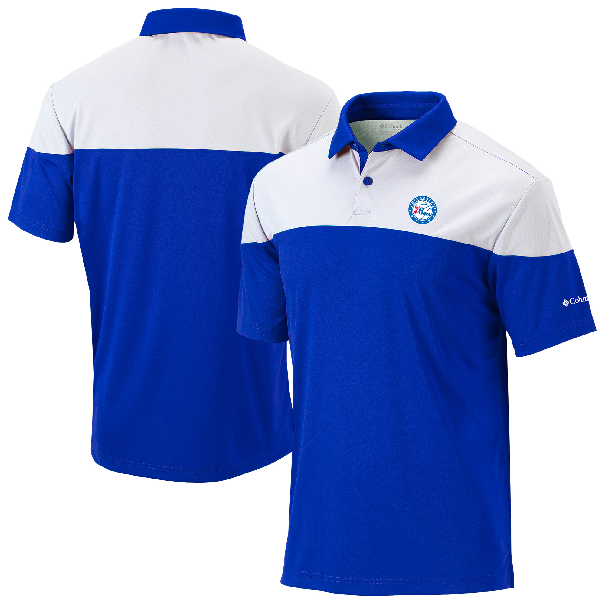 Men's Columbia Royal Philadelphia 76ers Omni-Wick Best Ball Polo